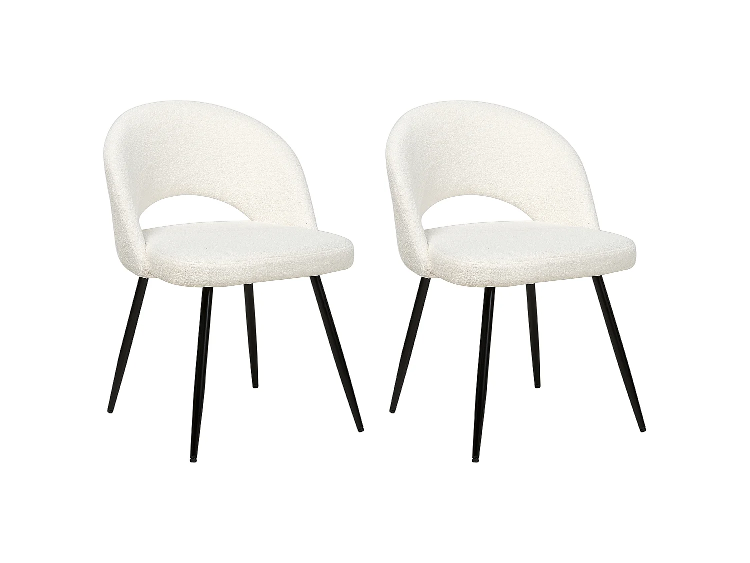 Esszimmerstuhl 2er Set ONAGA II Bouclé Weiss