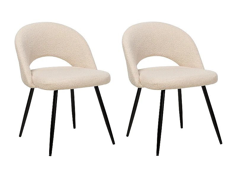 Lot de 2 chaises de salle à manger ONAGA Bouclé Beige