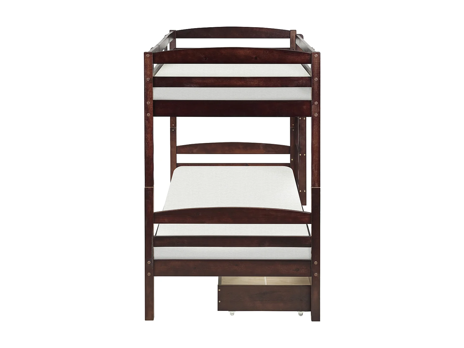 Hochbett mit Schubladen Kiefernholz REGAT 90 x 200 cm Dunkelbraun