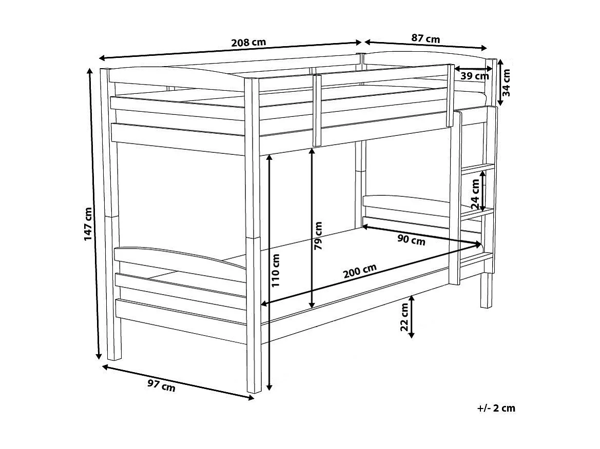 Hoogslaper Dennenhout REGAT 90 x 200 cm Grijs