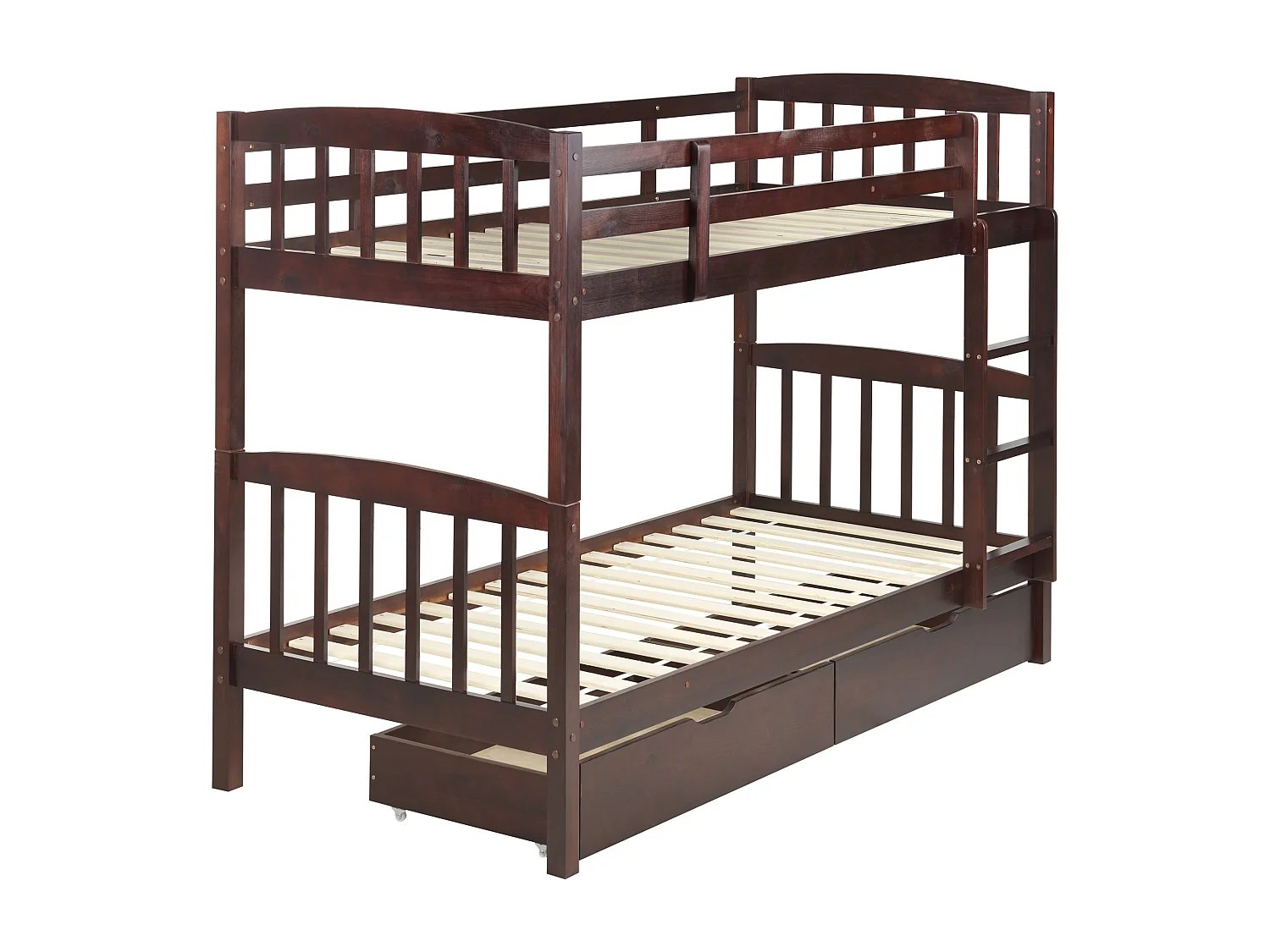 Lit superposé Bois de pin REVIN 90 x 200 cm Marron foncé