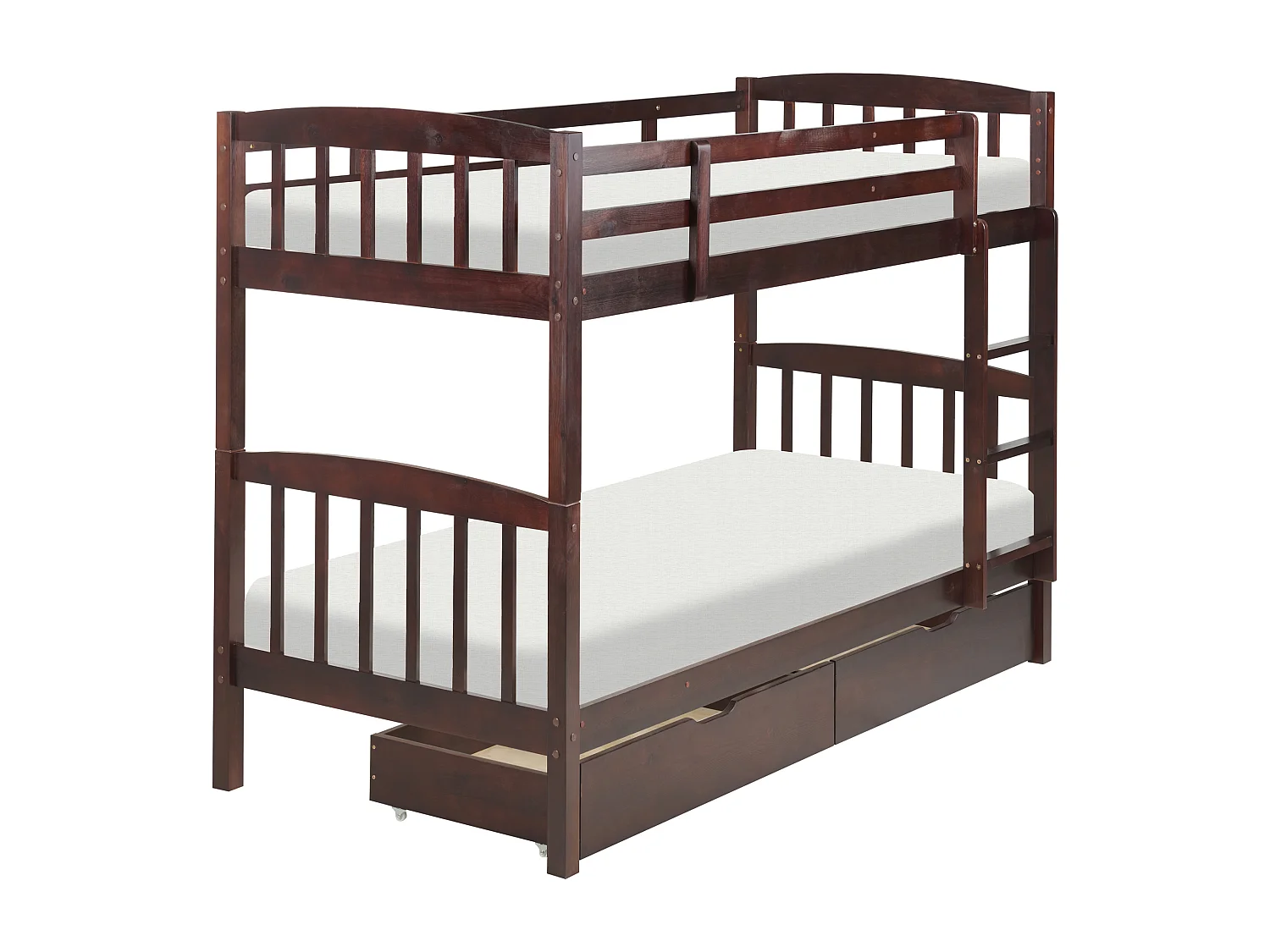 Lit superposé Bois de pin REVIN 90 x 200 cm Marron foncé