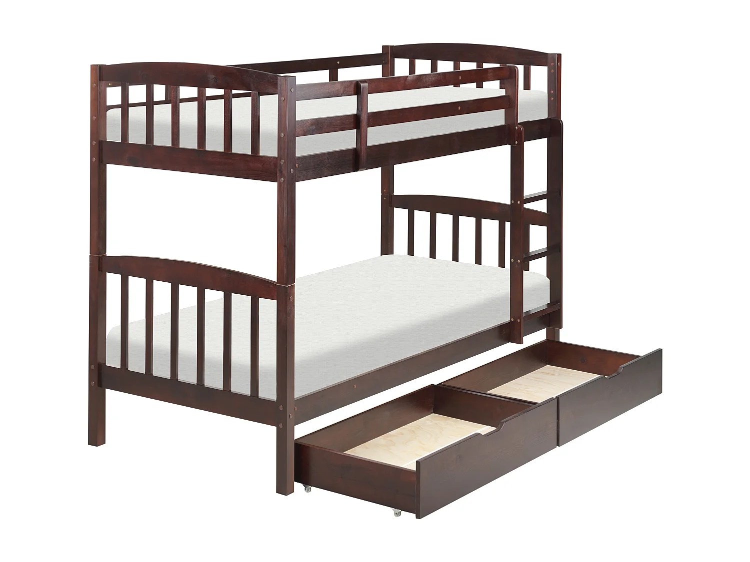 Lit superposé Bois de pin REVIN 90 x 200 cm Marron foncé