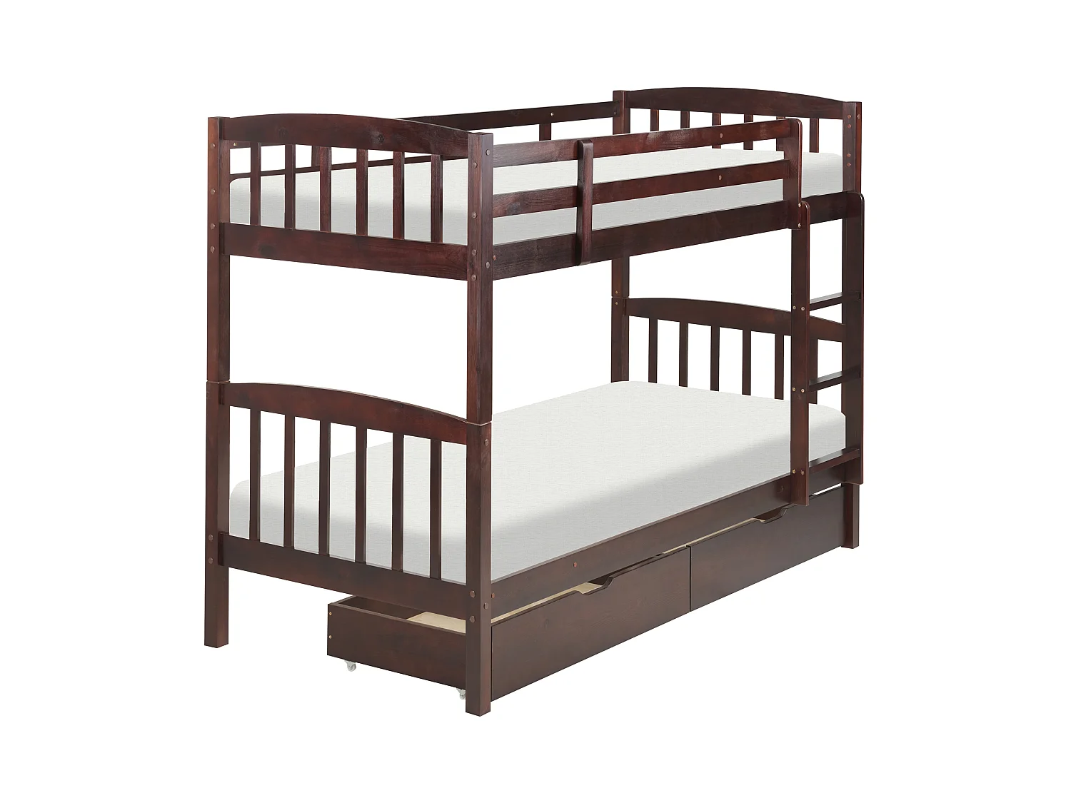 Bunk Bed with Drawers REVIN Pine Wood Dark Brown 90 x 200 cm (EU Single)