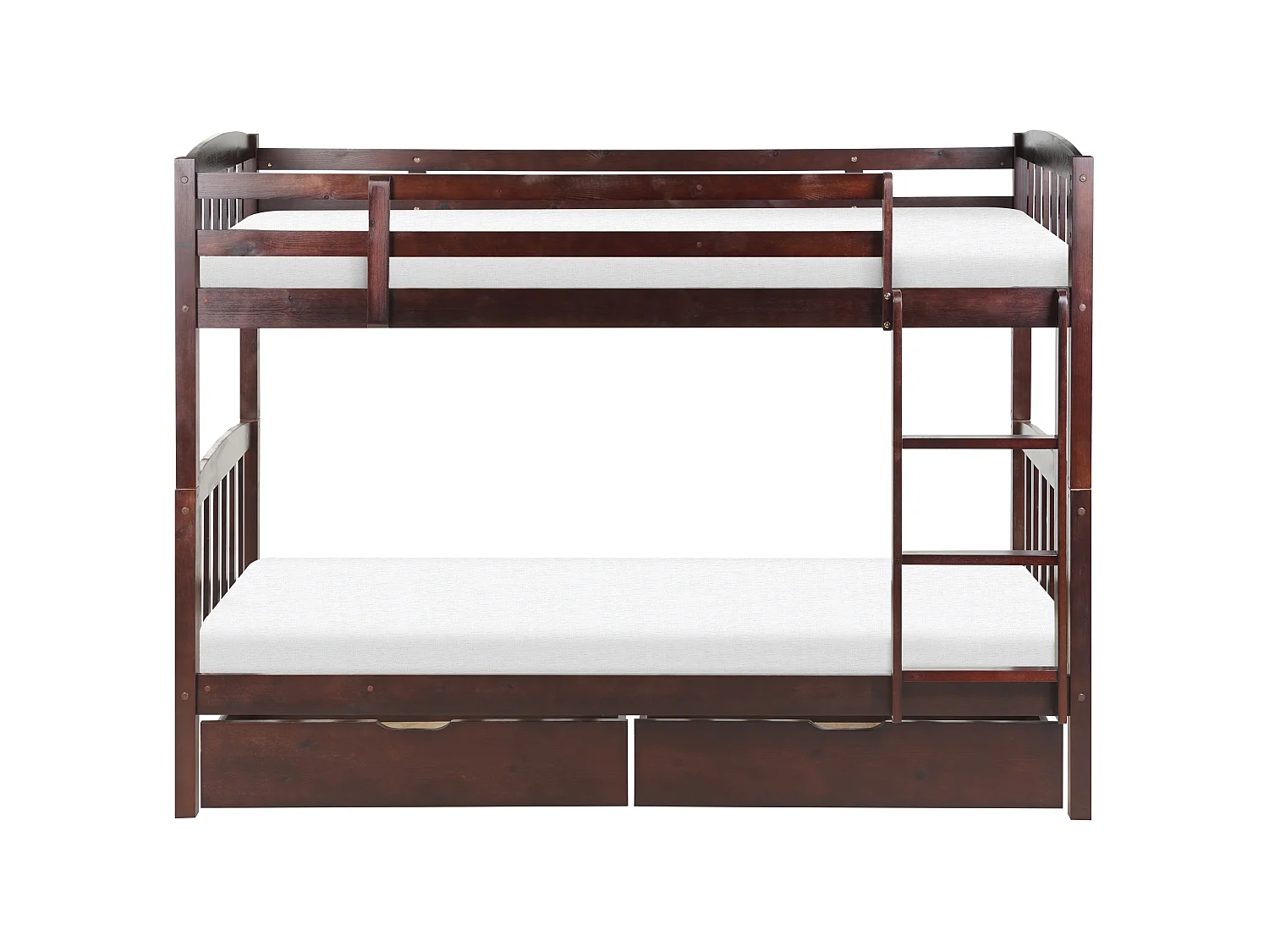 Bunk Bed with Drawers REVIN Pine Wood Dark Brown 90 x 200 cm (EU Single)