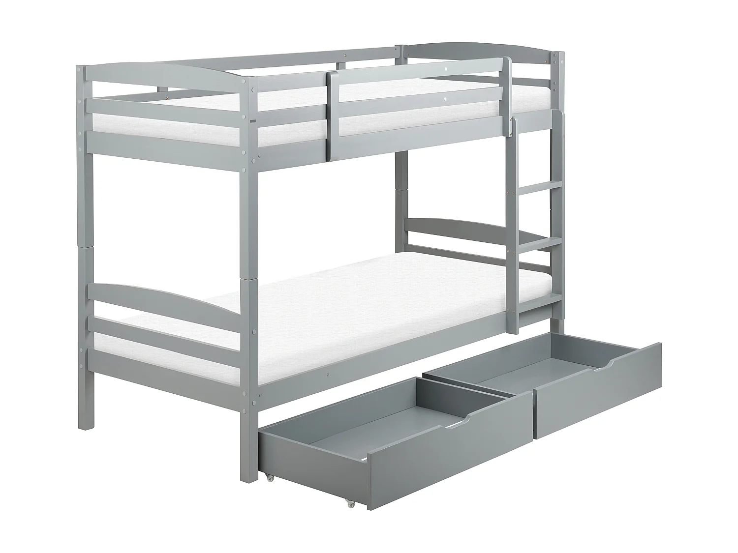 Letto a castello con cassetti Legno di pino REGAT 90 x 200 cm Grigio