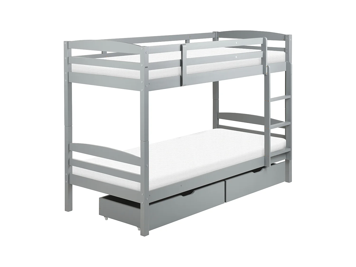 Lit superposé Bois de pin REGAT 90 x 200 cm Gris