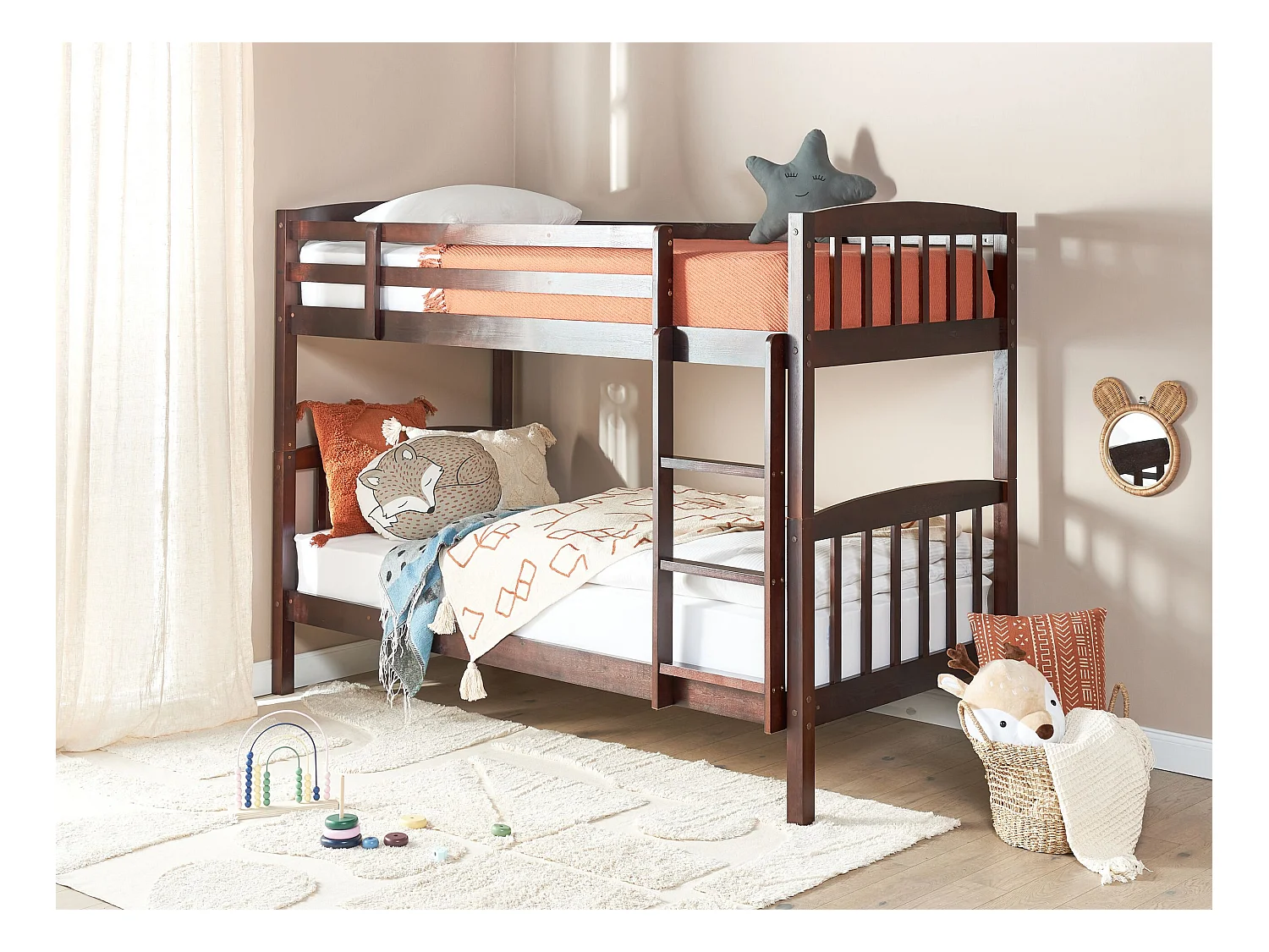 Lit superposé Bois de pin REVIN 90 x 200 cm Marron foncé