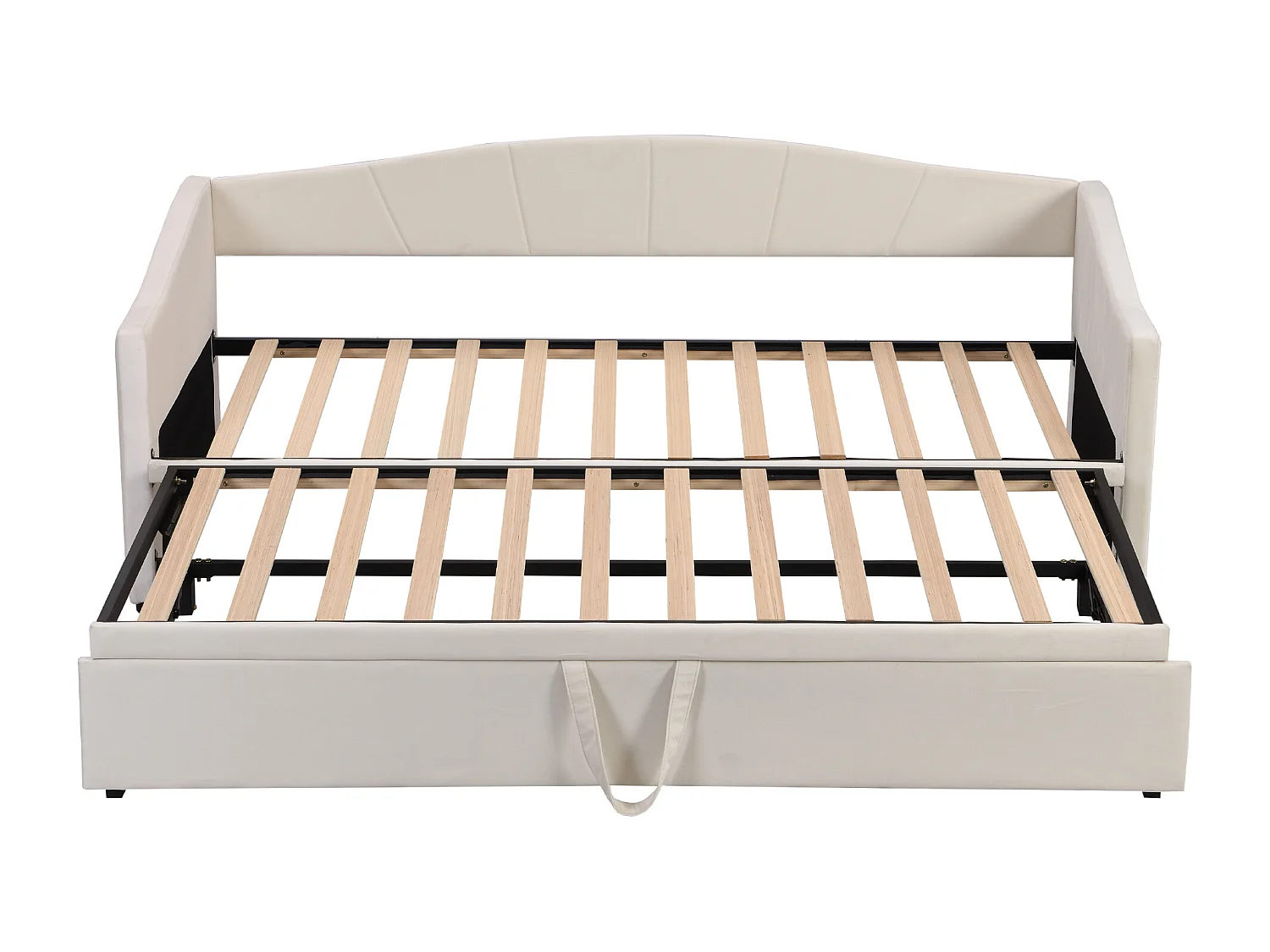 Letto estraibile in velluto 180x200 cm - rete a doghe - beige