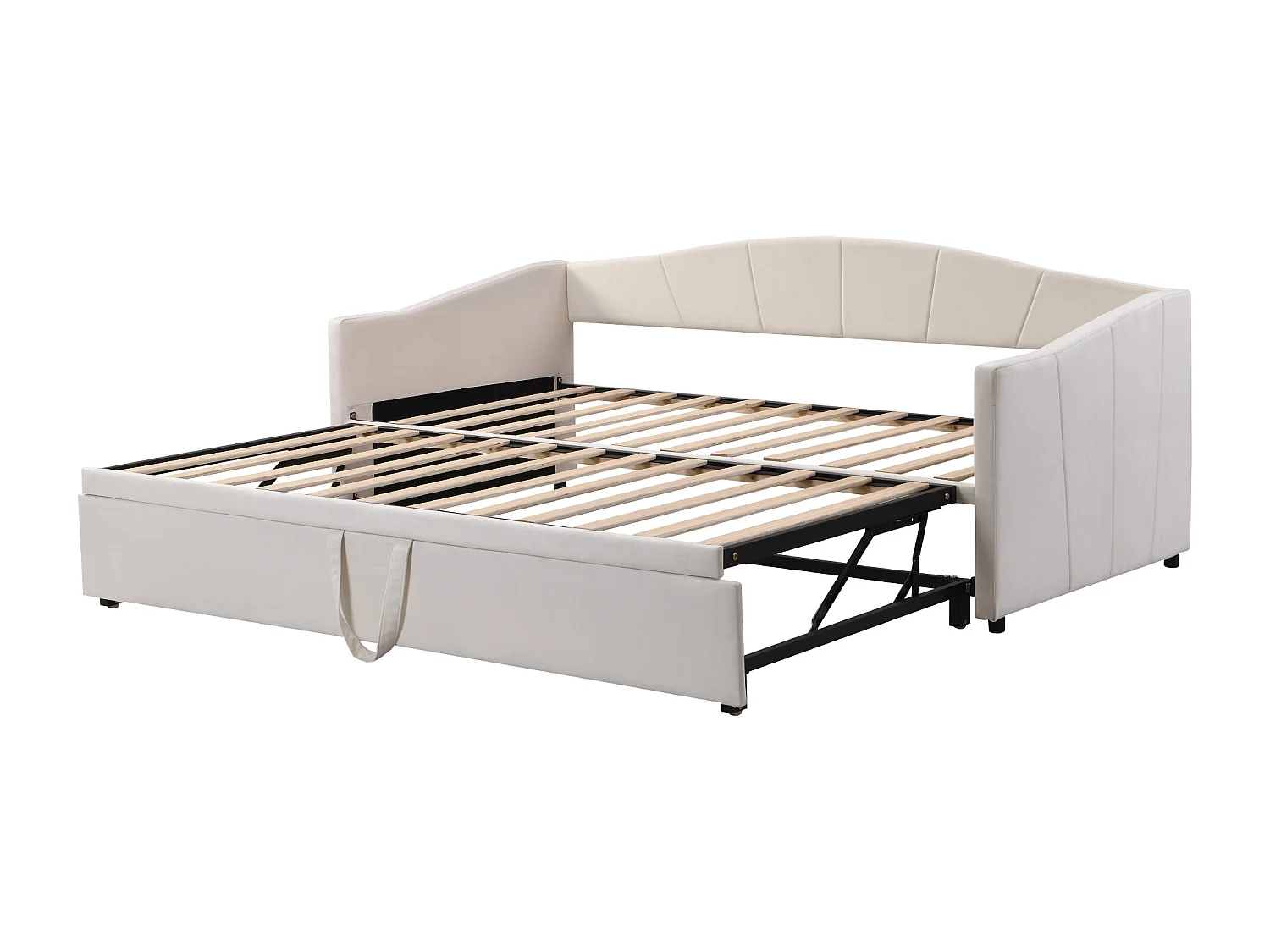 Ausziehbett aus Samt 180x200cm – Lattenrost – Beige