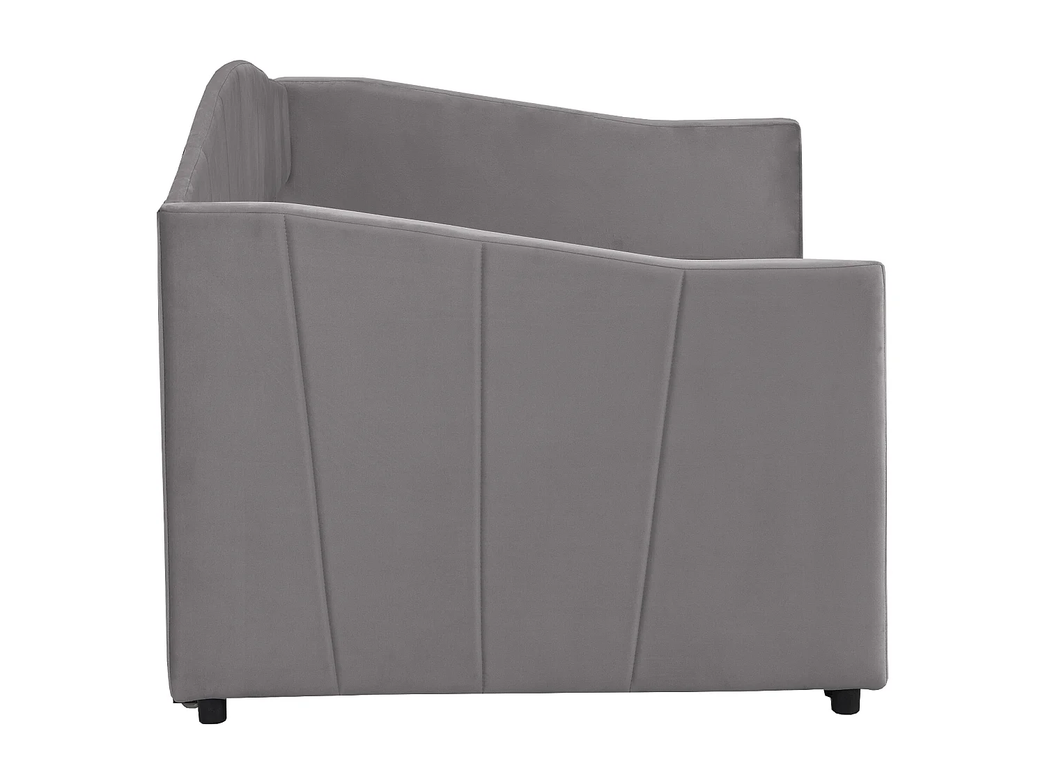 Lit banquette en velours 180x200 cm - avec lit gigogne - sommier à lattes - Gris