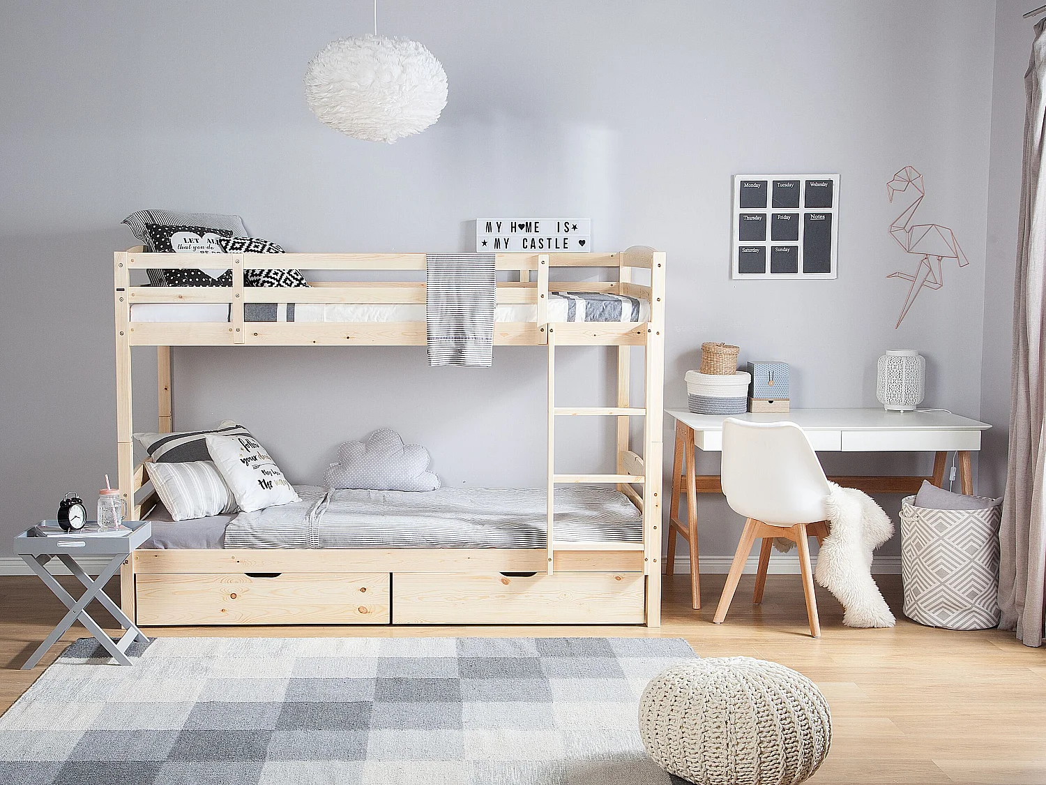 Lit superposé Bois de pin REGAT 90 x 200 cm Marron clair