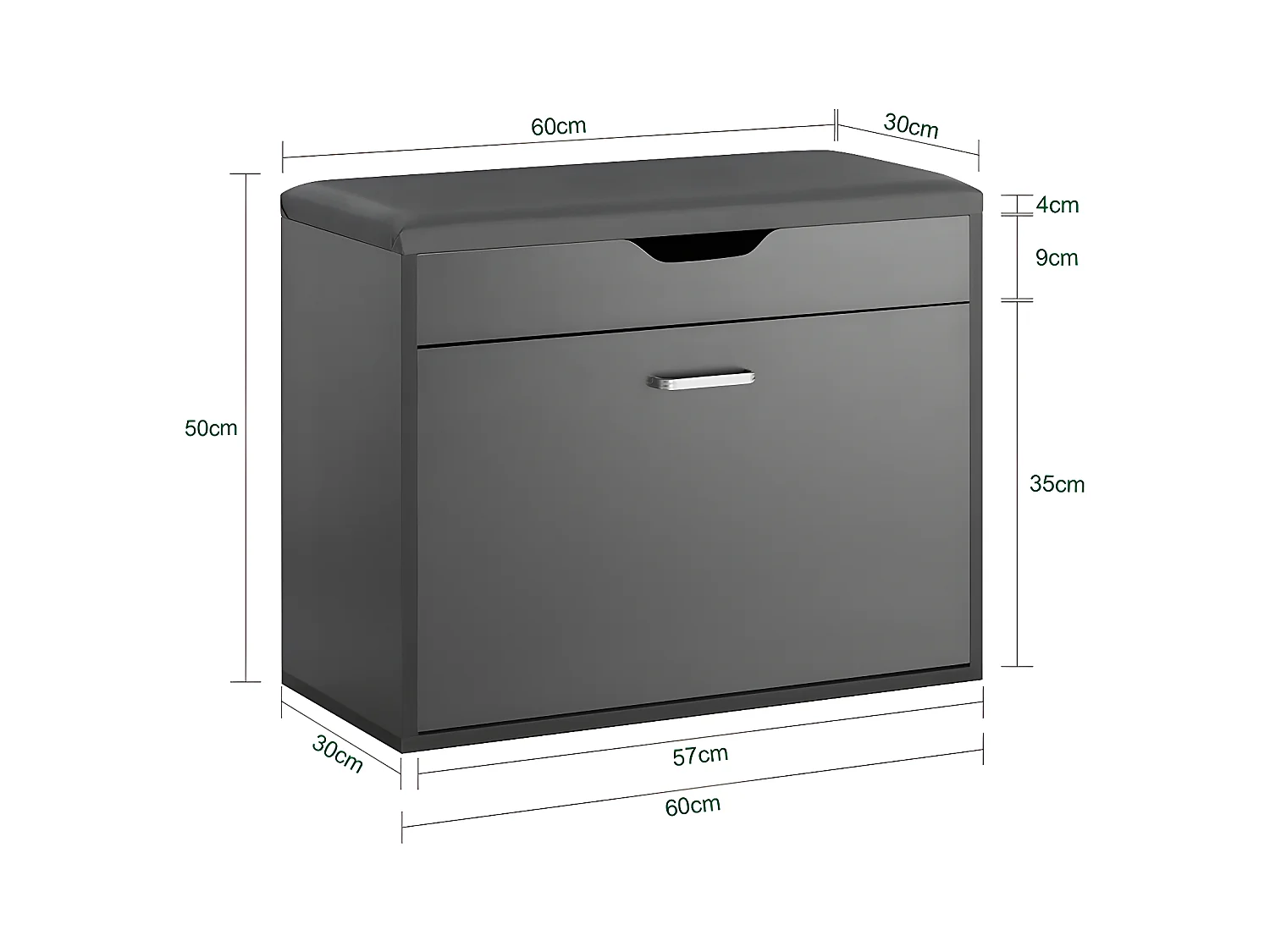 Ławka na buty z siedziskiem i pojemnik Szary FSR95-HG