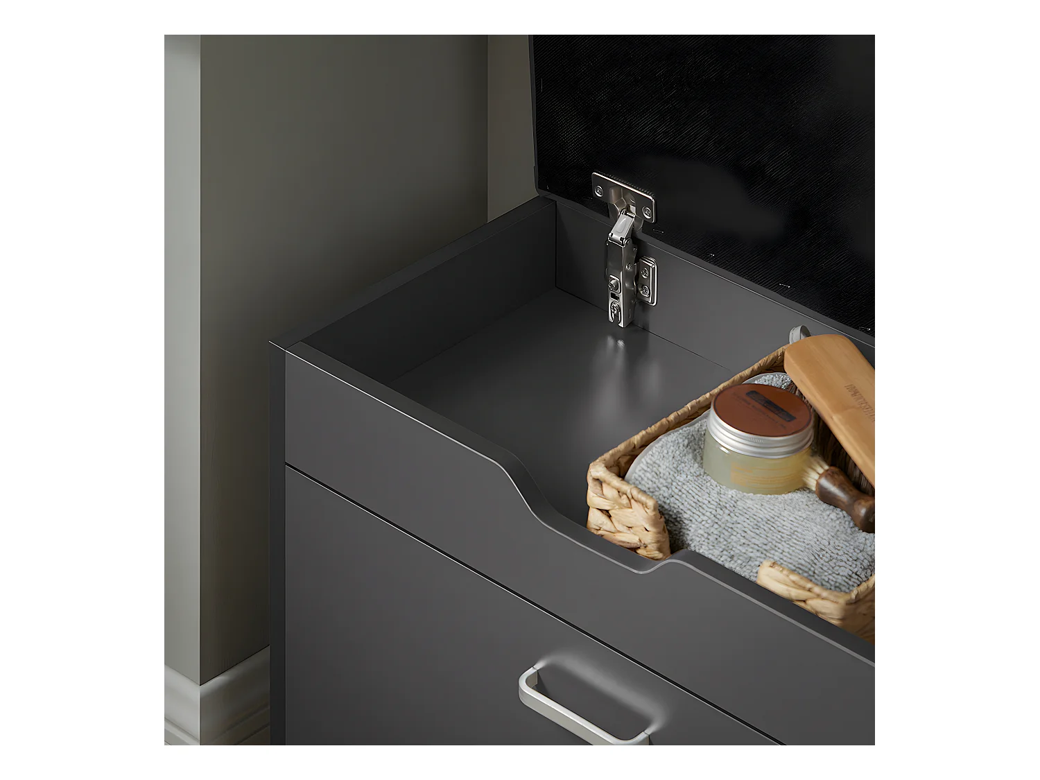 Ławka na buty z siedziskiem i pojemnik Szary FSR95-HG