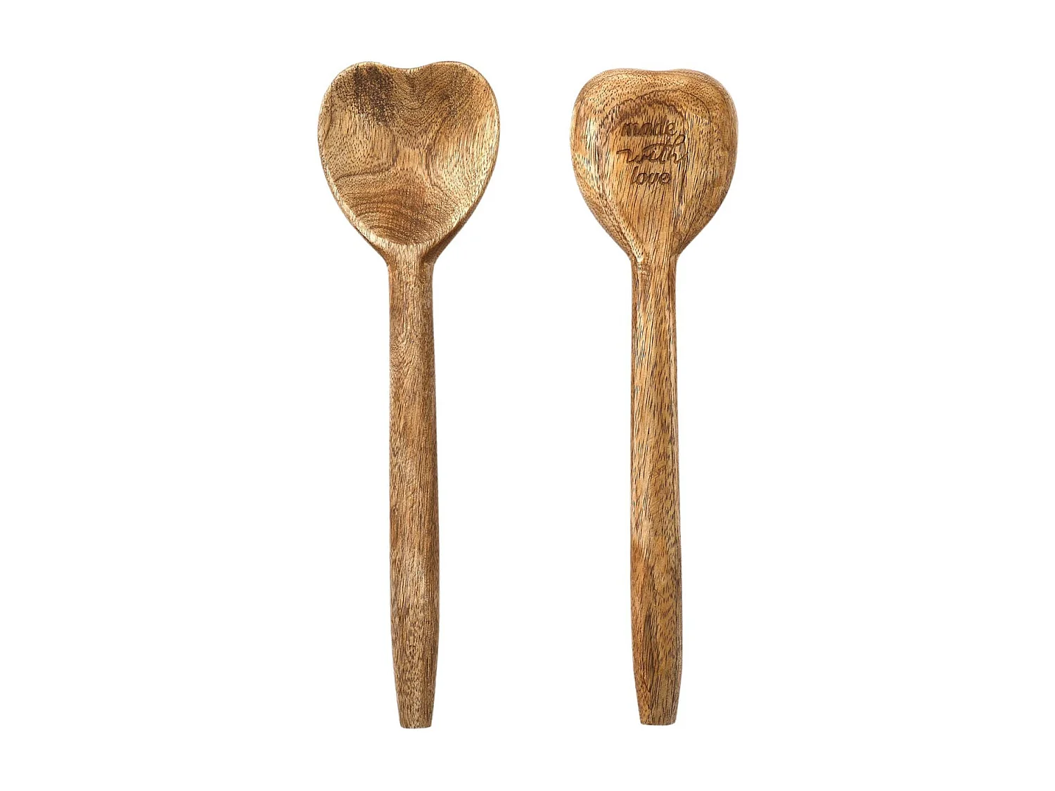 Couverts à salade coeur en manguier