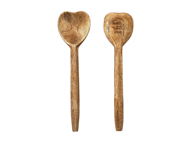 Couverts à salade coeur en manguier