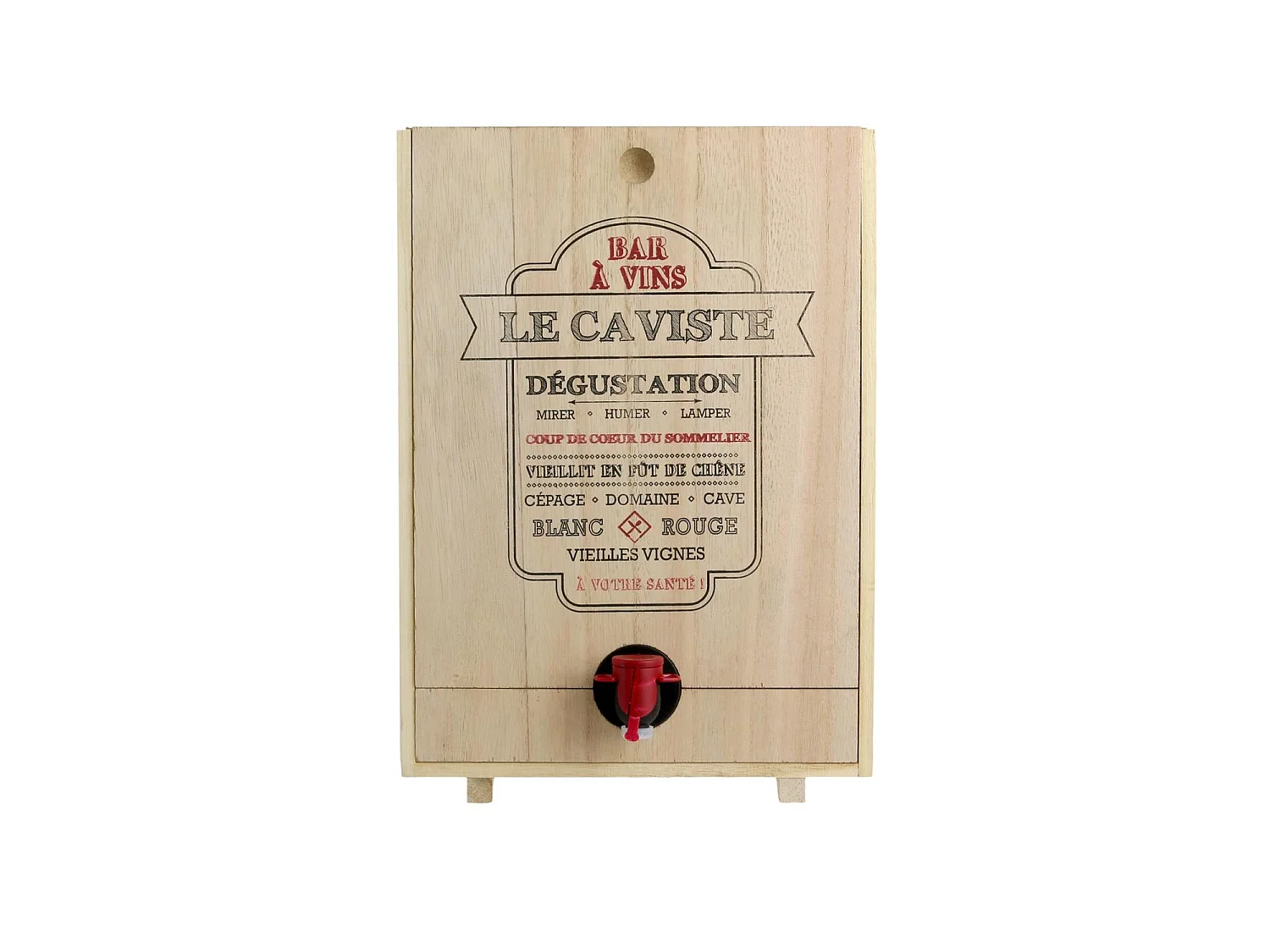 Distributeur de vin en bois 5 litres avec design bistrot et planche amovible
