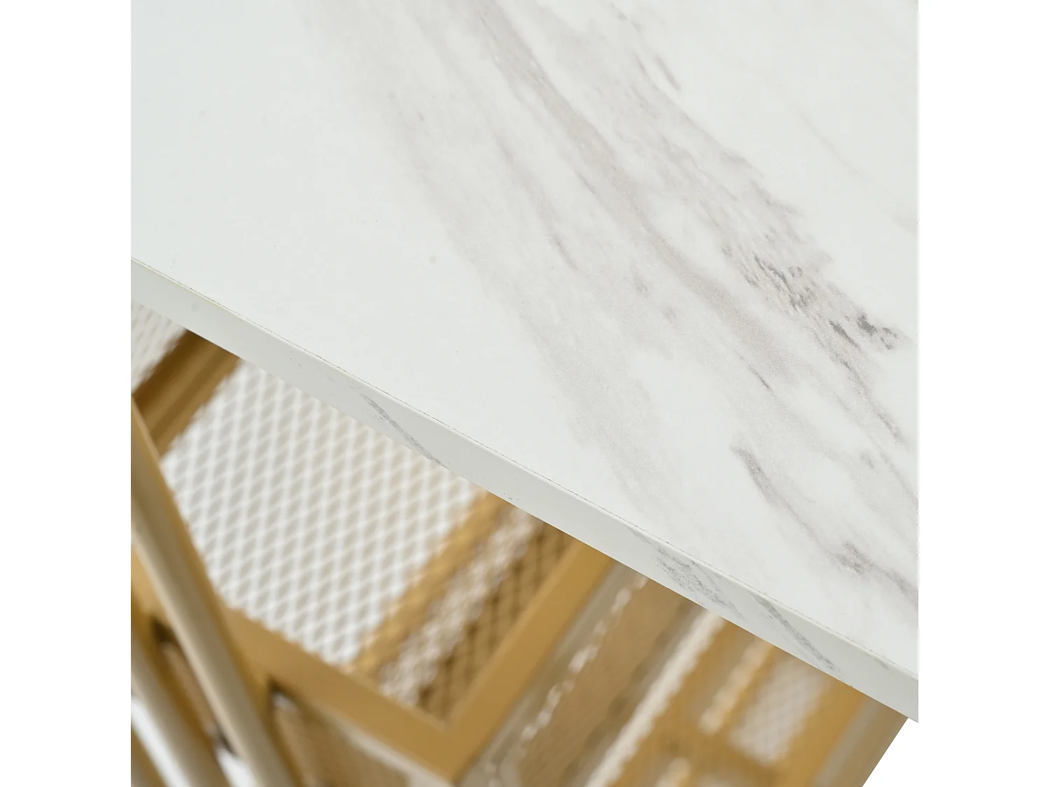 Ensemble “Mange Debout”：Table de bar et 4 Tabourets - structure en métal - Doré