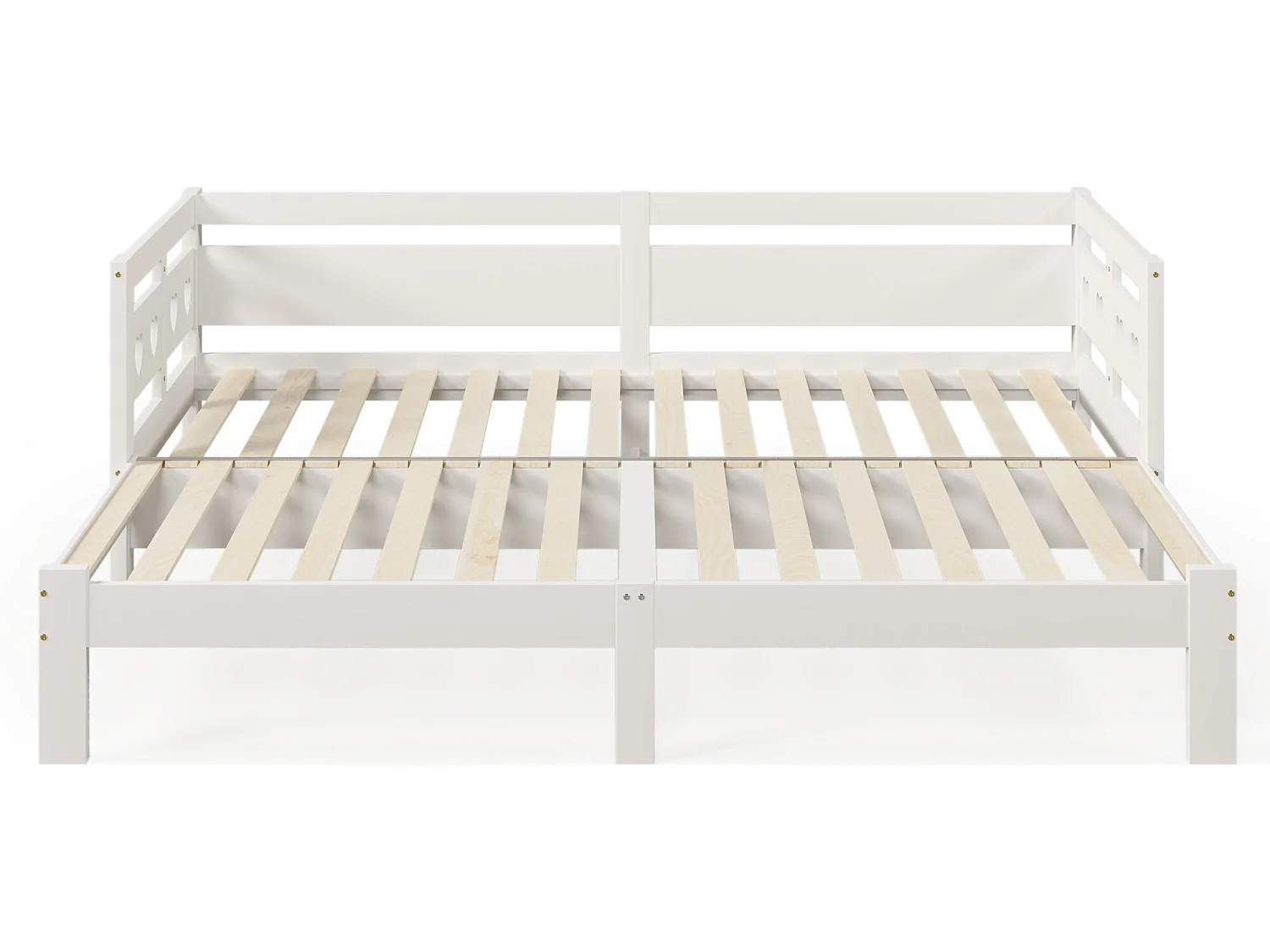 lit gigogne en pin massif - 90(180)x200cm  - avec sommier à lattes - Blanc