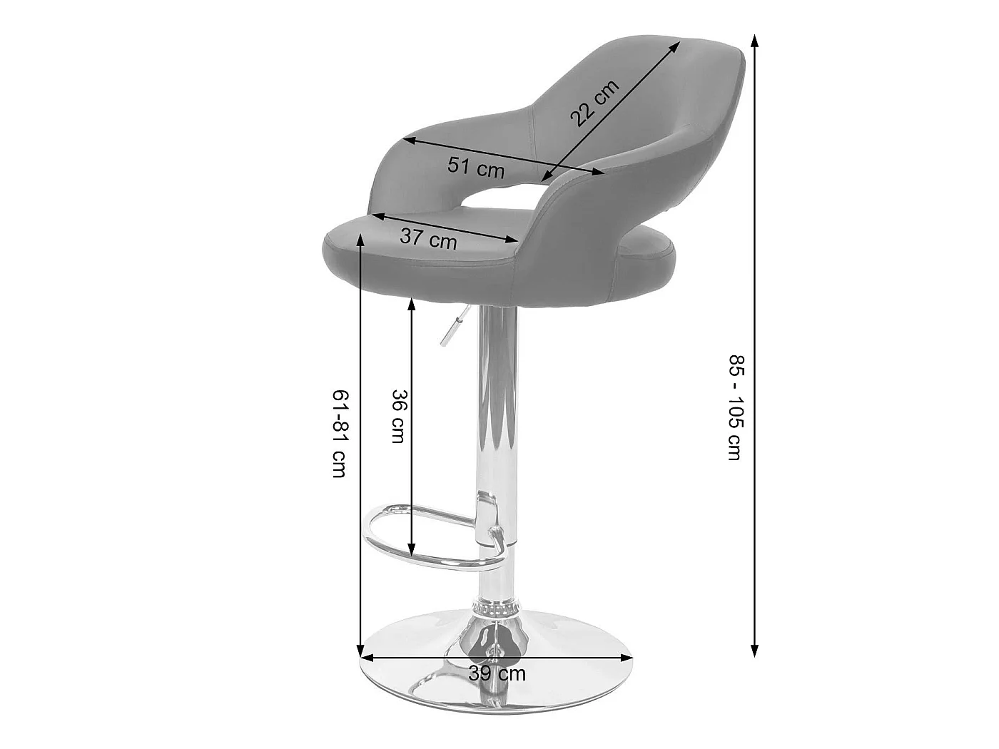 Lot de 2 tabourets noire 51 x 55 x 105 cm 04_0000142