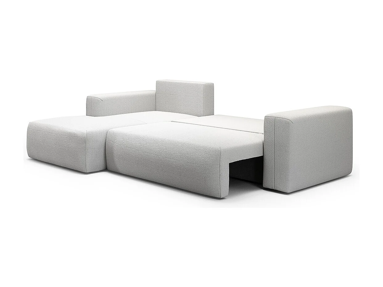 Canapé d'angle convertible gauche 3 places coffre Bliss Gris clair