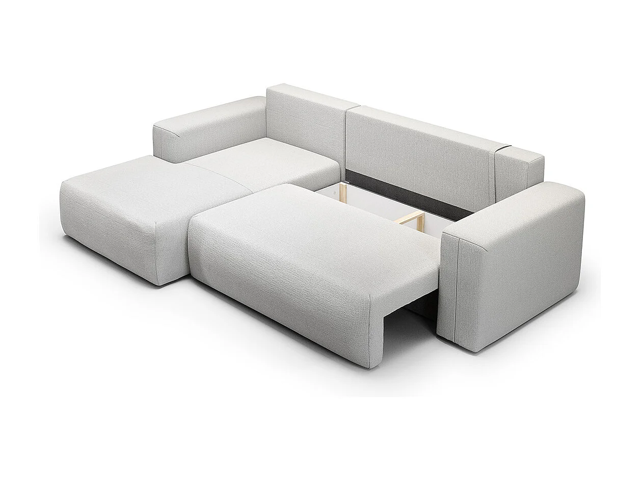 Canapé d'angle convertible gauche 3 places coffre Bliss Gris clair