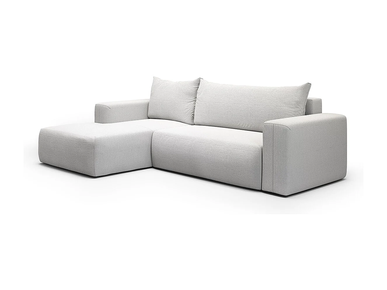 Canapé d'angle convertible gauche 3 places coffre Bliss Gris clair