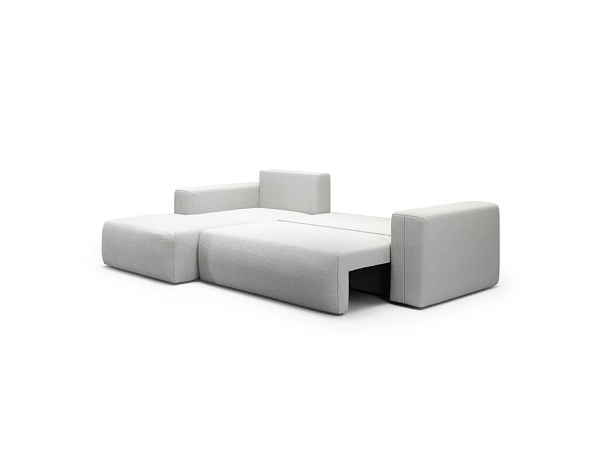 Canapé d'angle convertible 3 places en tissu gris clair BLISS