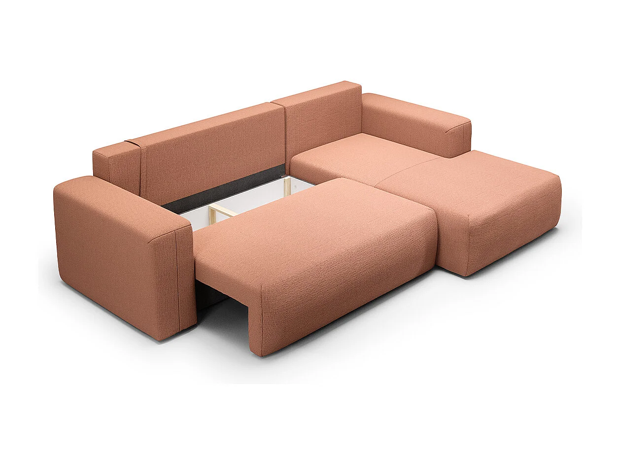 Canapé d'angle convertible droite 3 places coffre Bliss Cuivre