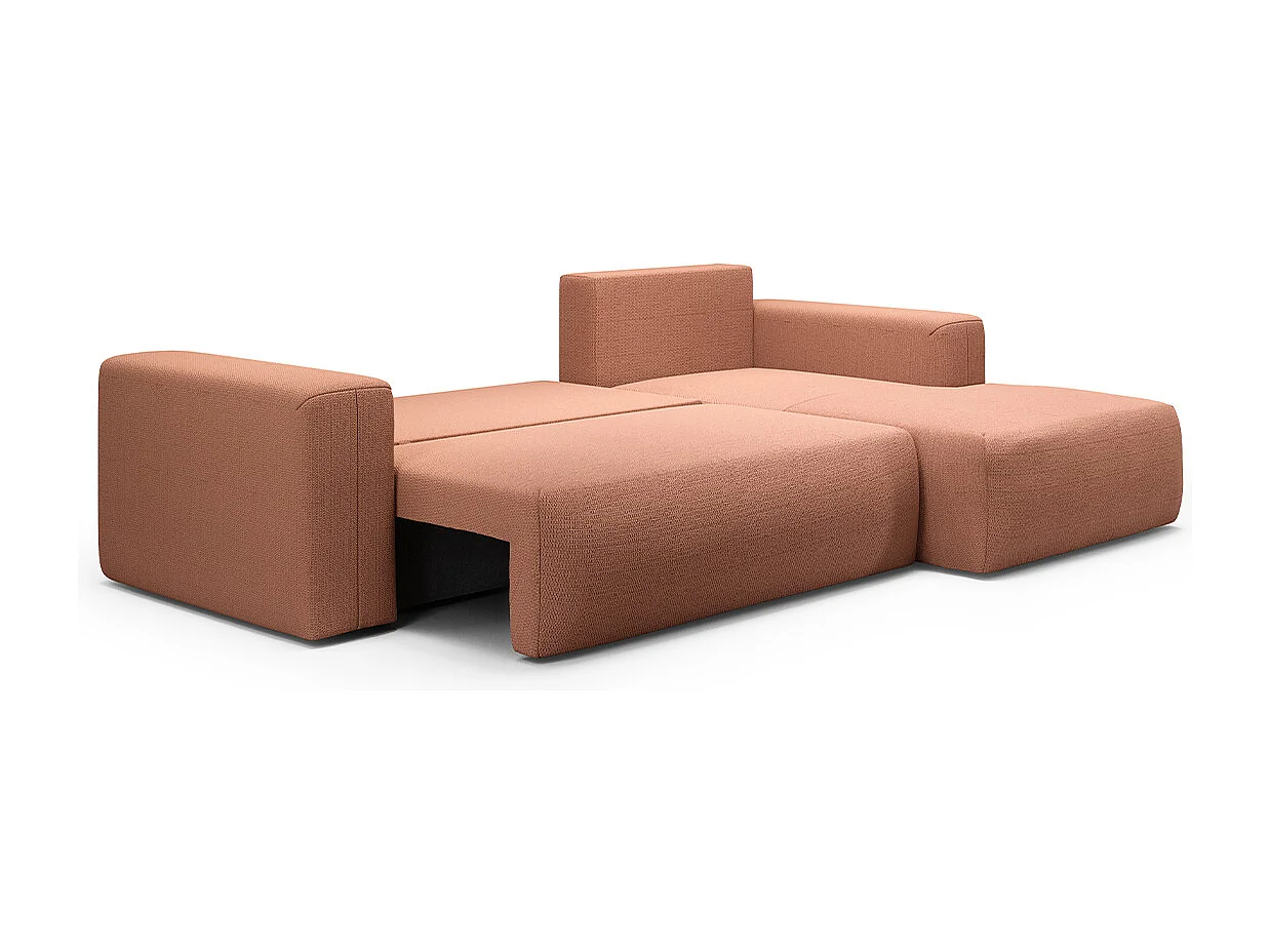 Canapé d'angle convertible droite 3 places coffre Bliss Cuivre