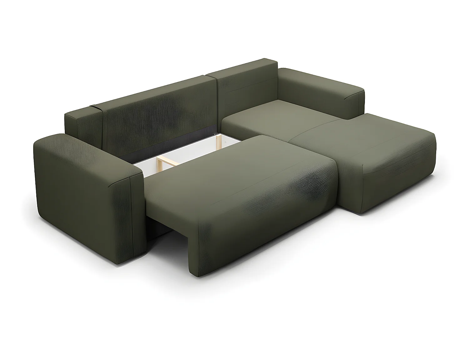 Canapé d'angle convertible droite 3 places coffre Bliss Vert Sapin