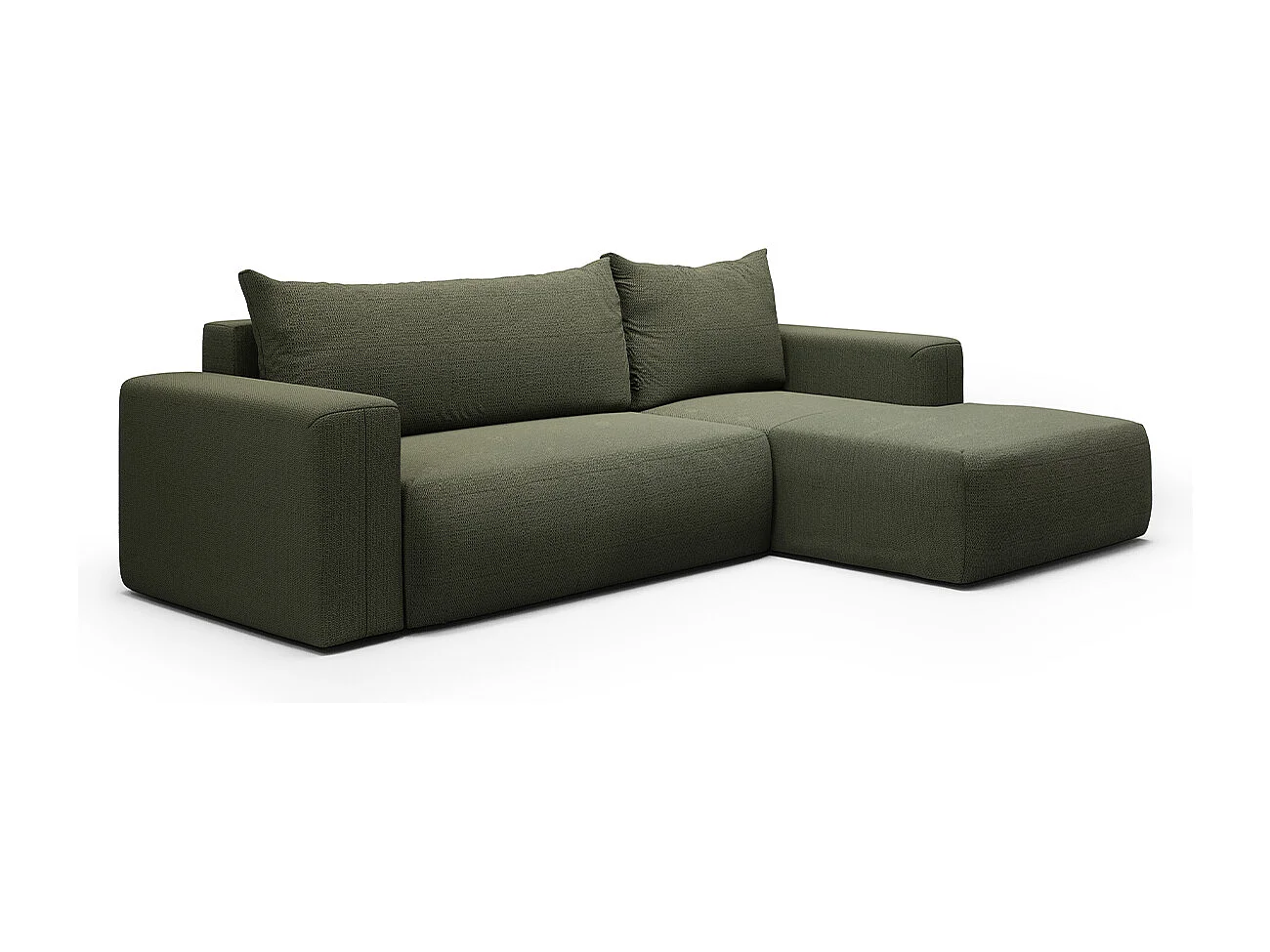 Canapé d'angle convertible droite 3 places coffre Bliss Vert Sapin