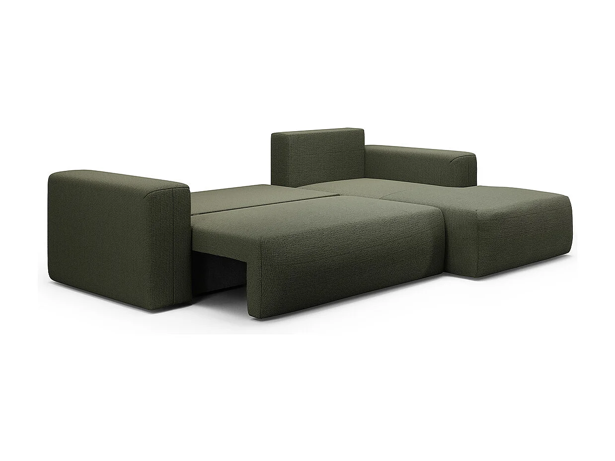 Canapé d'angle convertible droite 3 places coffre Bliss Vert Sapin