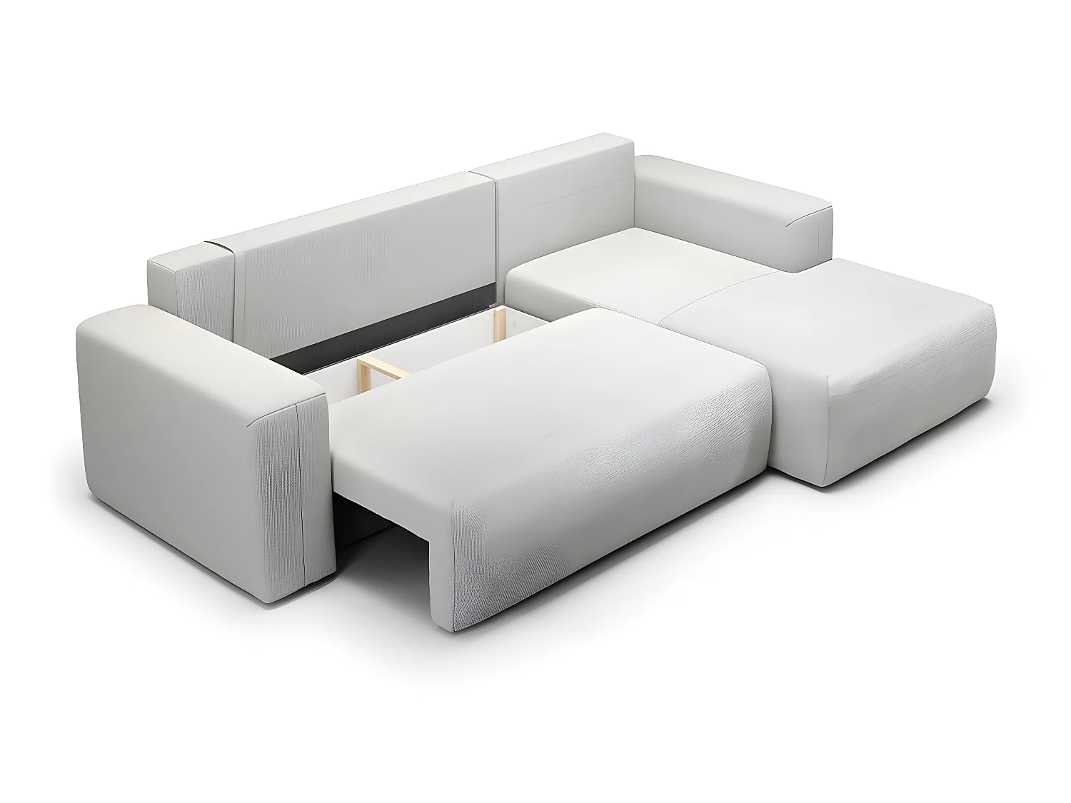 Canapé d'angle convertible droite 3 places coffre Bliss Gris clair