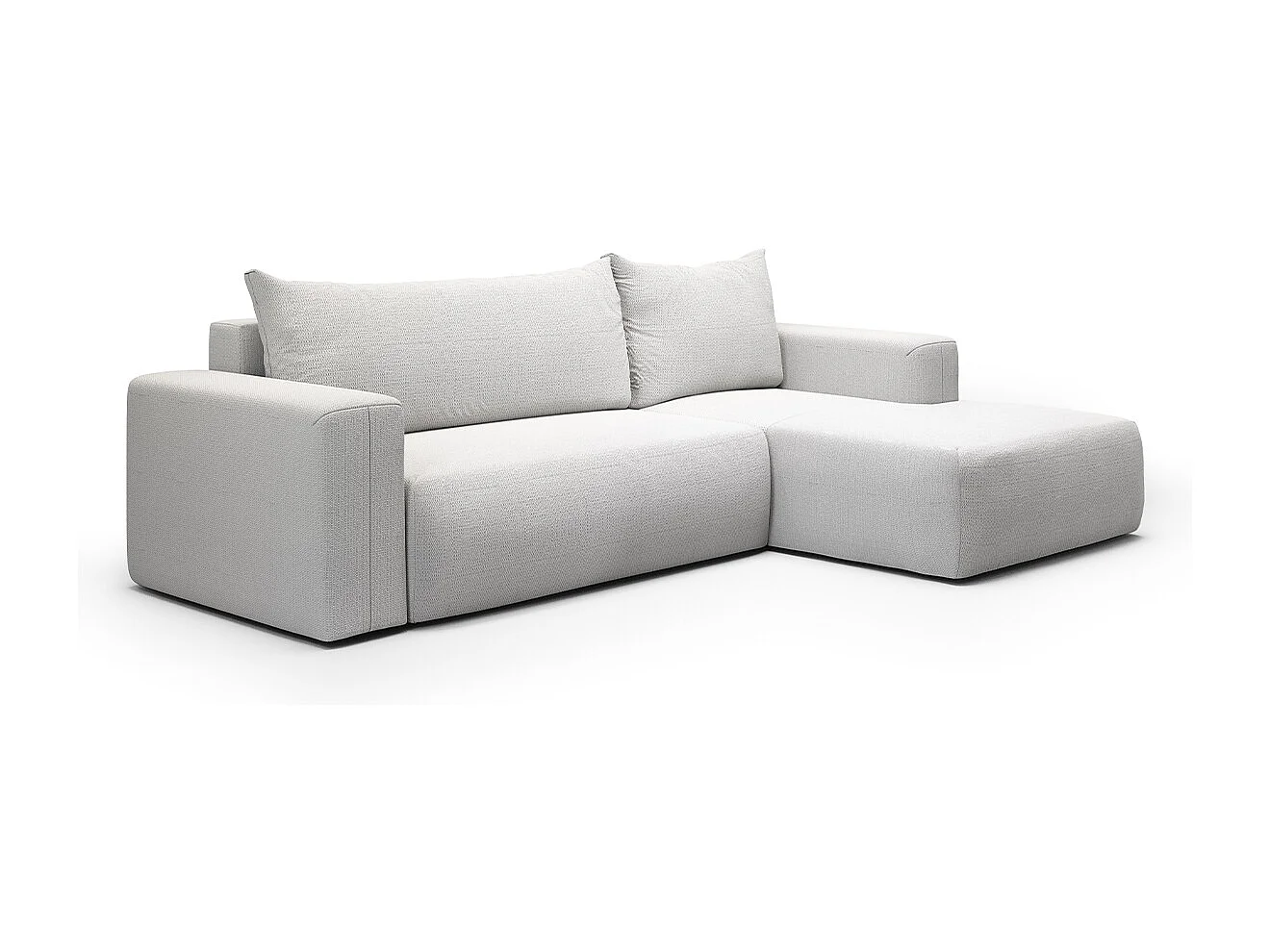 Canapé d'angle convertible droite 3 places coffre Bliss Gris clair