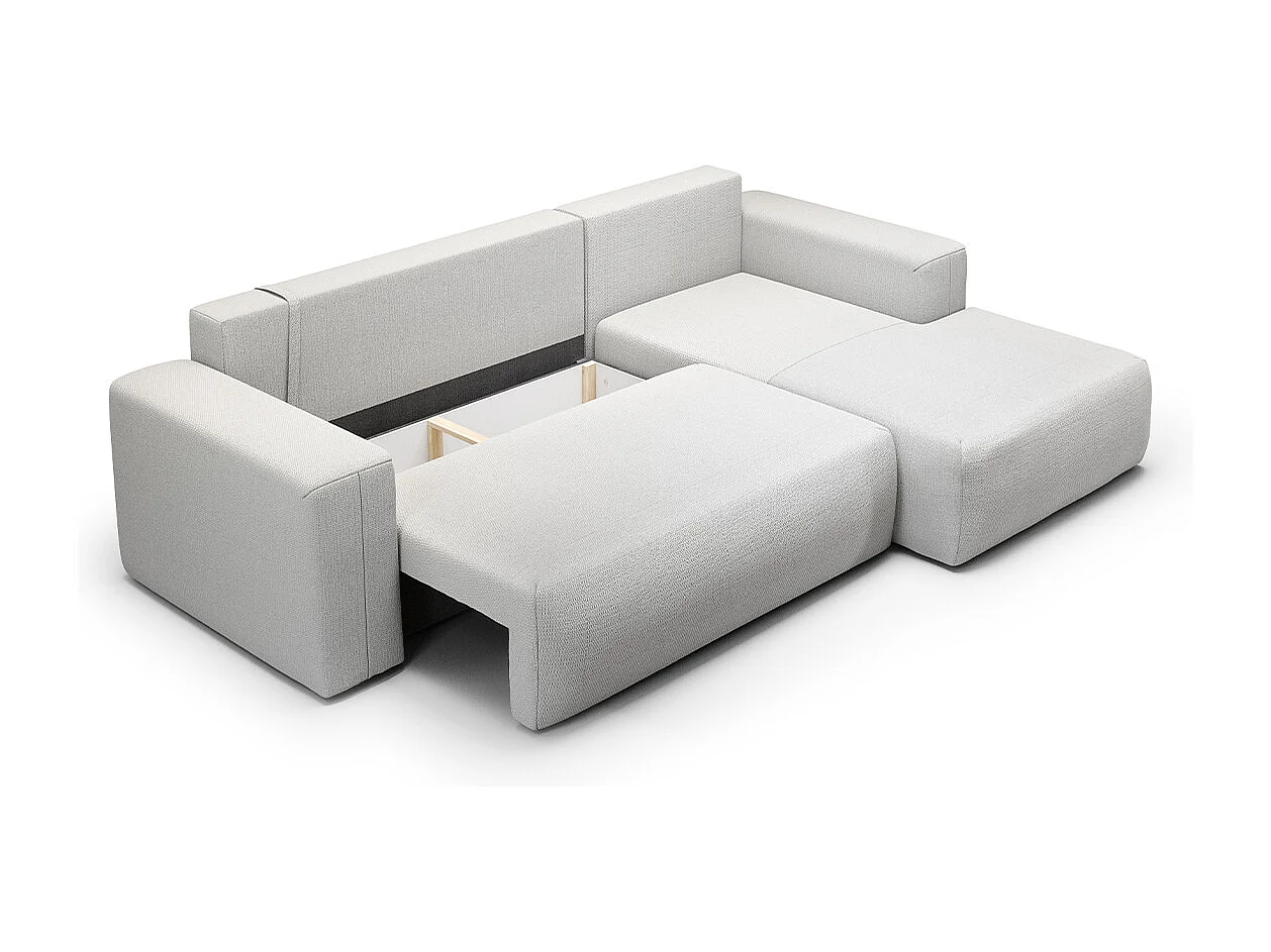 Canapé d'angle convertible droite 3 places coffre Bliss Gris clair