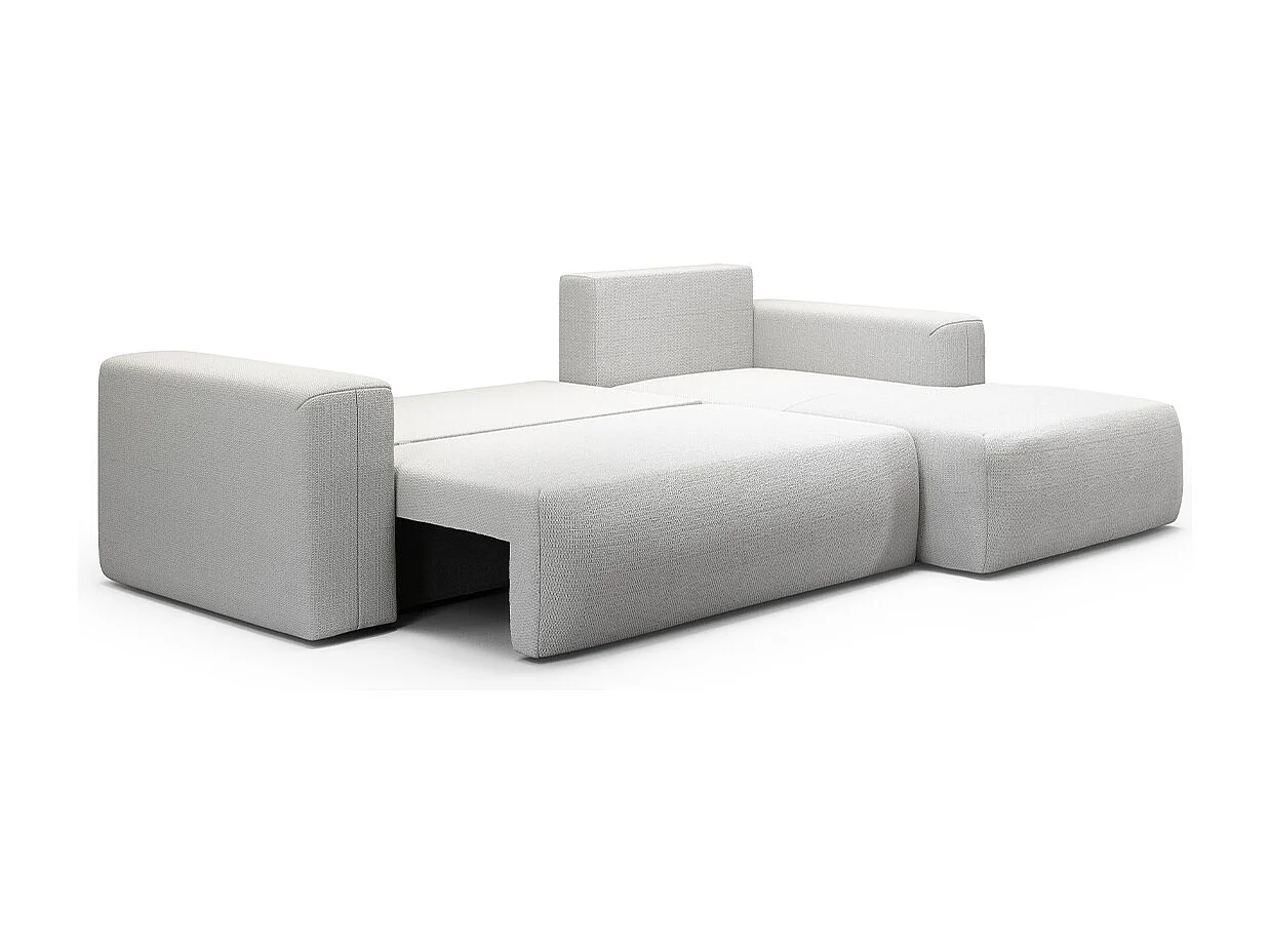 Canapé d'angle convertible droite 3 places coffre Bliss Gris clair