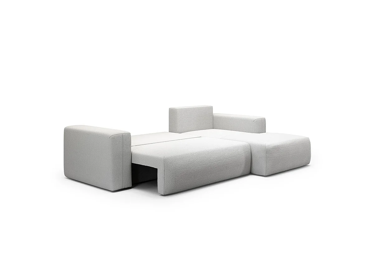 Canapé d'angle convertible 3 places en tissu gris clair BLISS