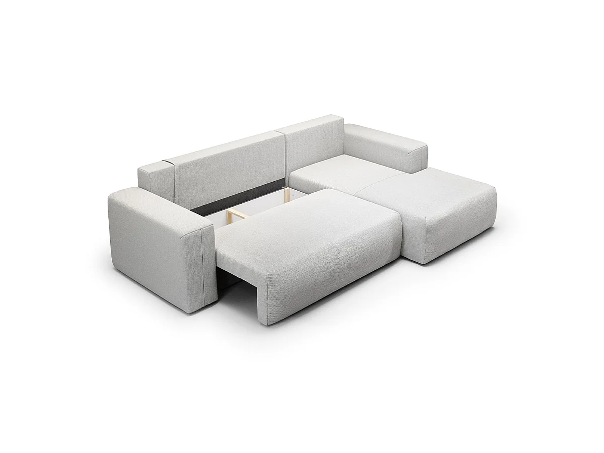 Canapé d'angle convertible 3 places en tissu gris clair BLISS