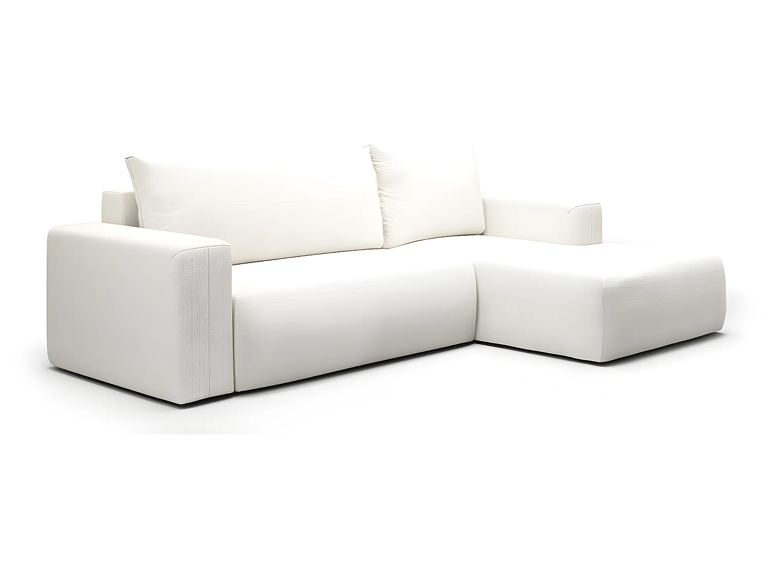 Canapé d'angle convertible droite 3 places coffre Bliss Blanc Cassé