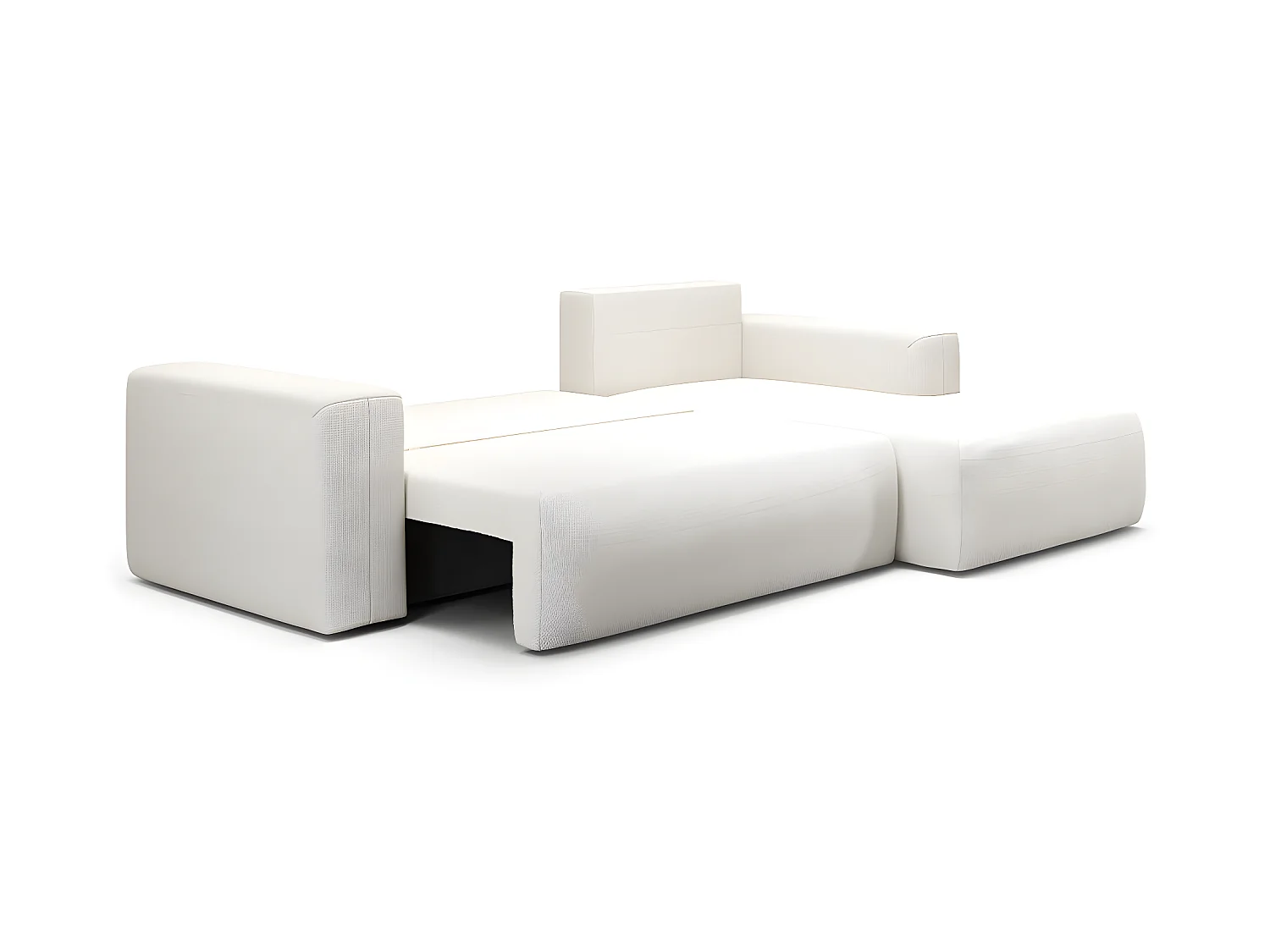 Canapé d'angle convertible droite 3 places coffre Bliss Blanc Cassé