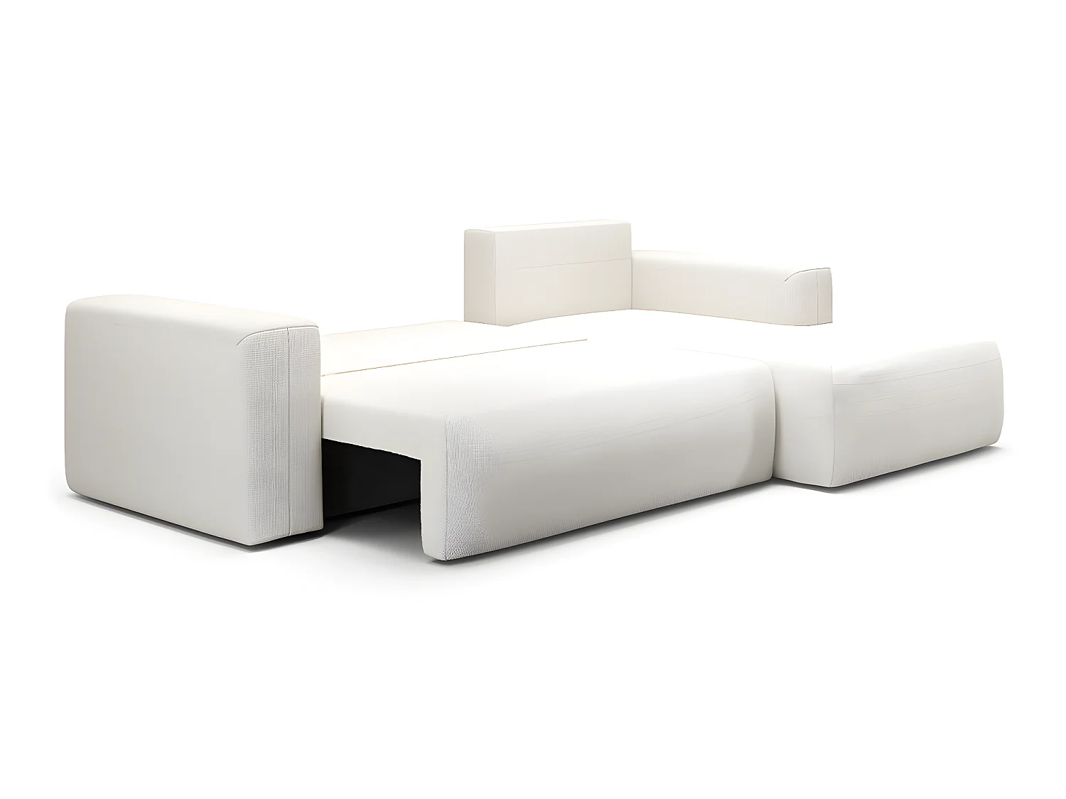 Canapé d'angle convertible droite 3 places coffre Bliss Blanc Cassé