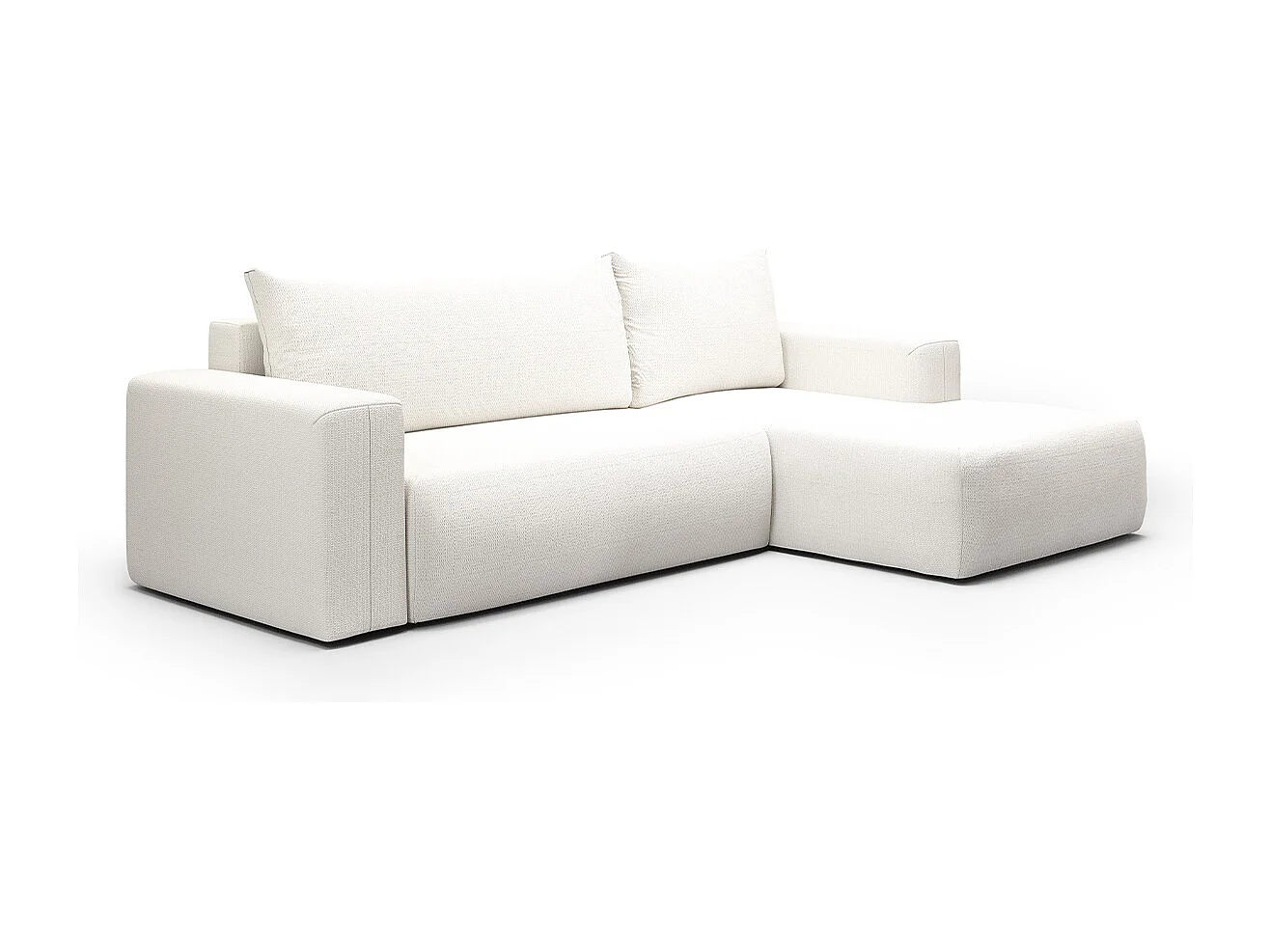 Canapé d'angle convertible droite 3 places coffre Bliss Blanc Cassé