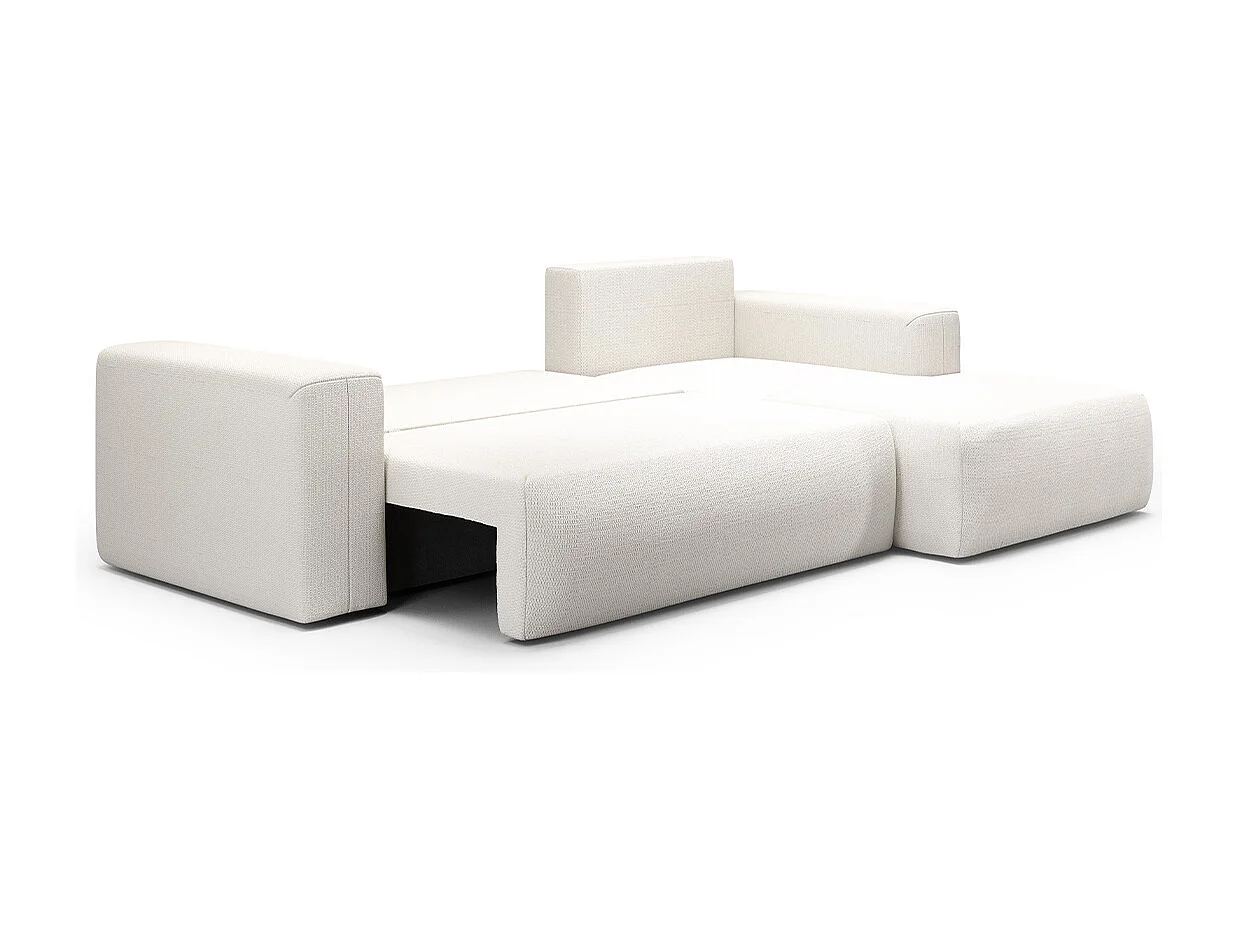 Canapé d'angle convertible droite 3 places coffre Bliss Blanc Cassé