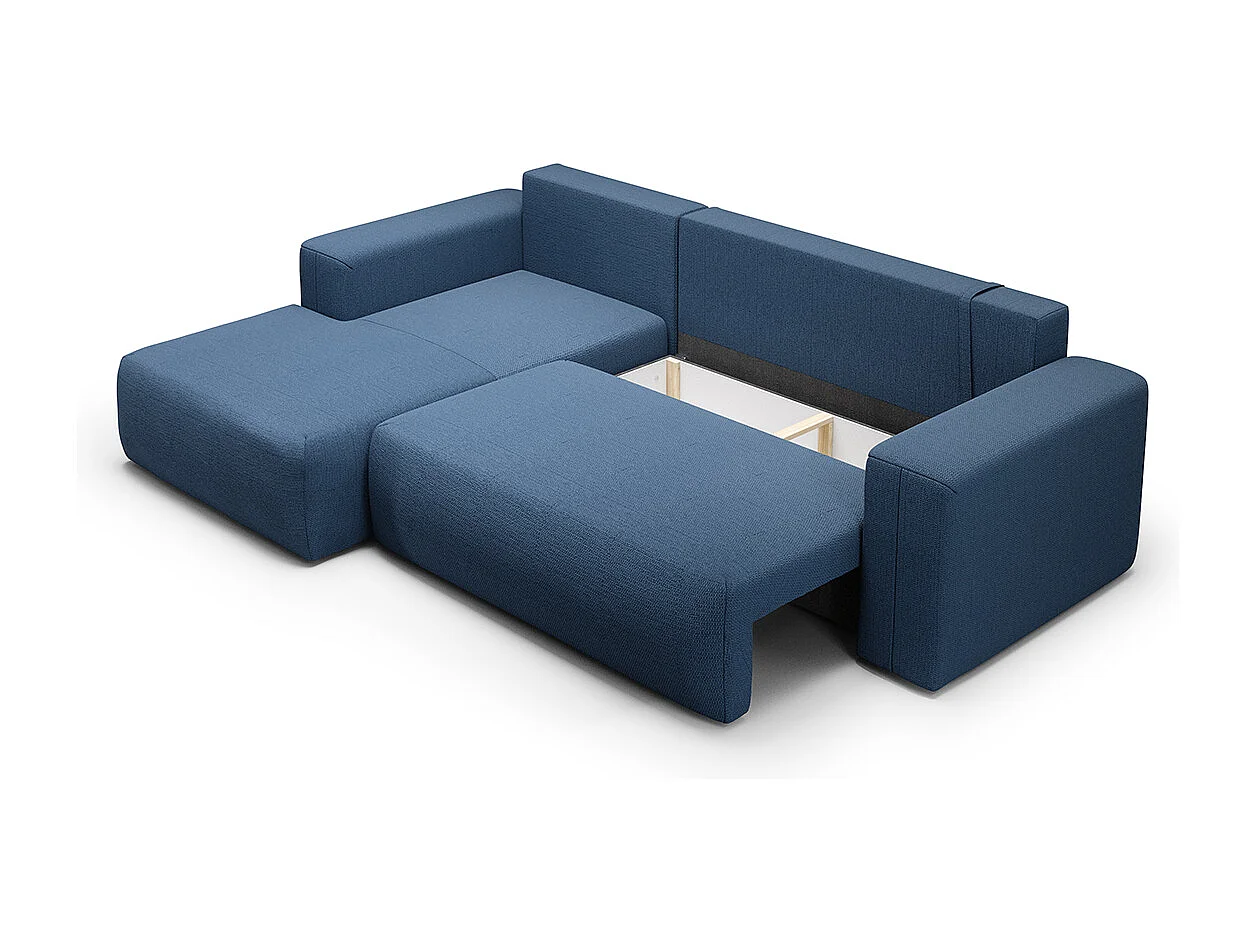 Canapé d'angle convertible gauche 3 places coffre Bliss Bleu