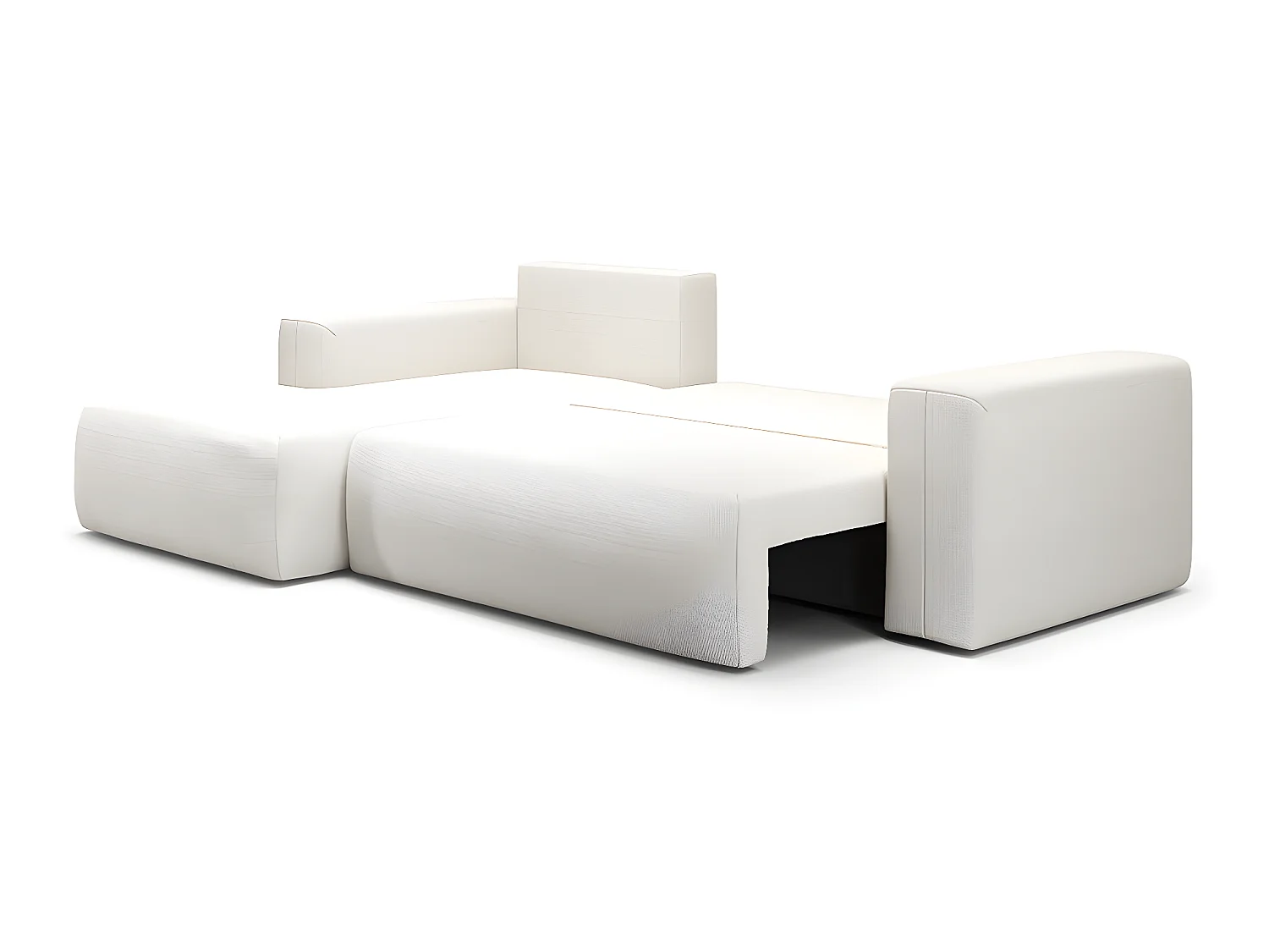 Canapé d'angle convertible gauche 3 places coffre Bliss Blanc Cassé