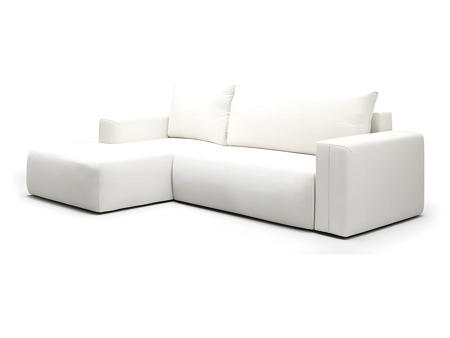 Canapé d'angle convertible gauche 3 places coffre Bliss Blanc Cassé