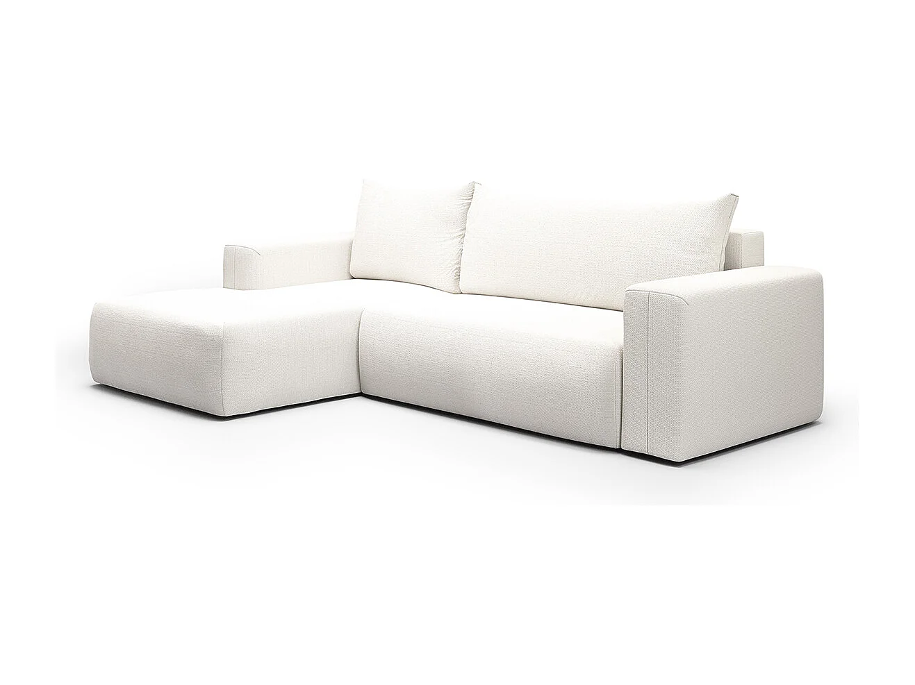 Canapé d'angle convertible gauche 3 places coffre Bliss Blanc Cassé