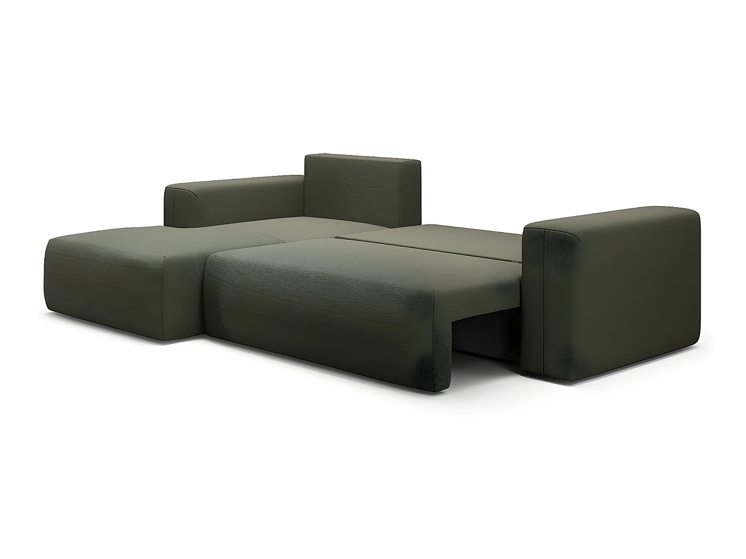 Canapé d'angle convertible gauche 3 places coffre Bliss Vert Sapin