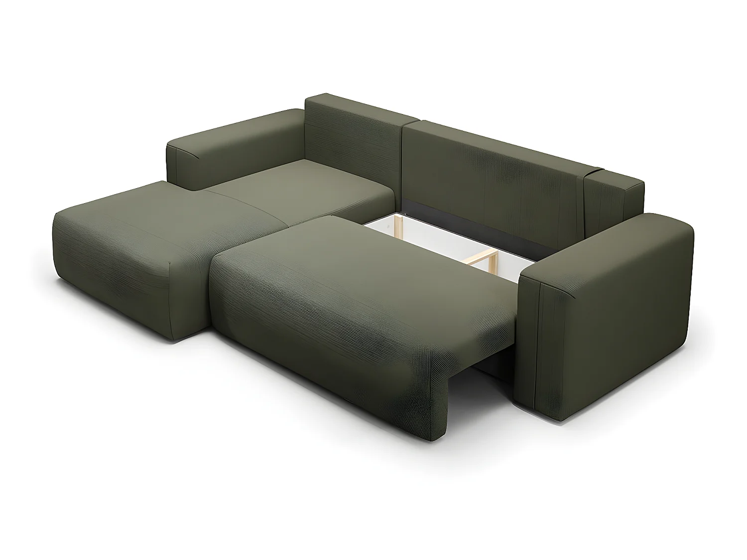 Canapé d'angle convertible gauche 3 places coffre Bliss Vert Sapin